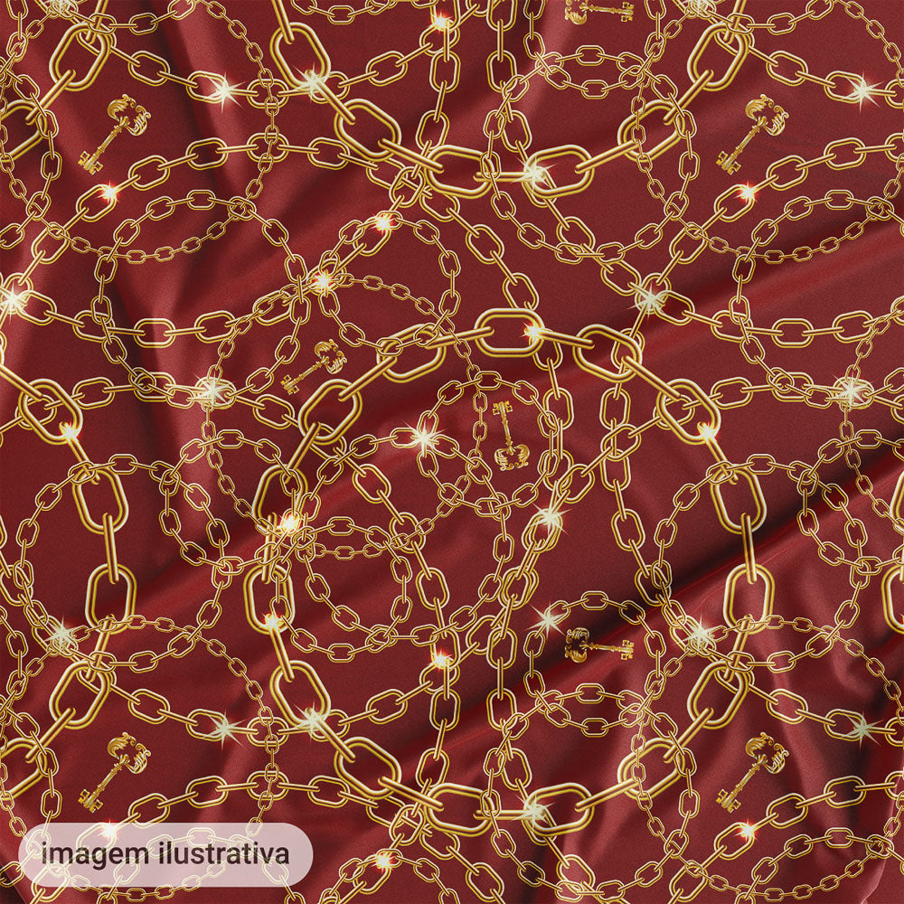 Oxford Digital Correntes Douradas Fundo Vermelho