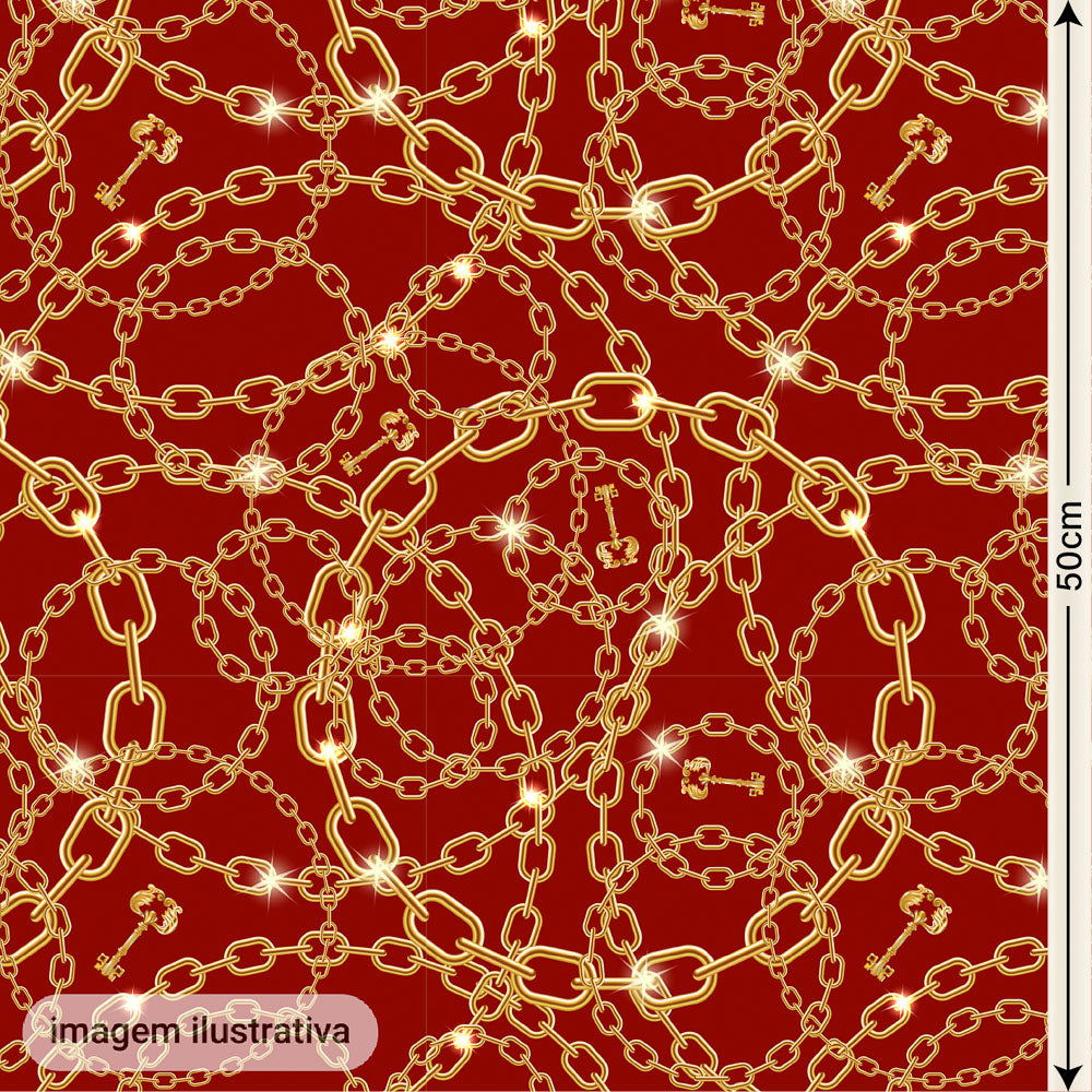 Oxford Digital Correntes Douradas Fundo Vermelho