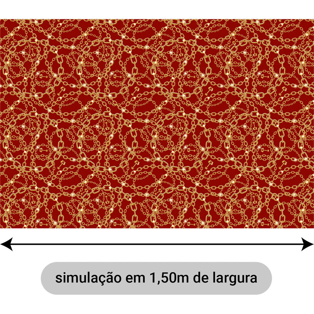 Oxford Digital Correntes Douradas Fundo Vermelho