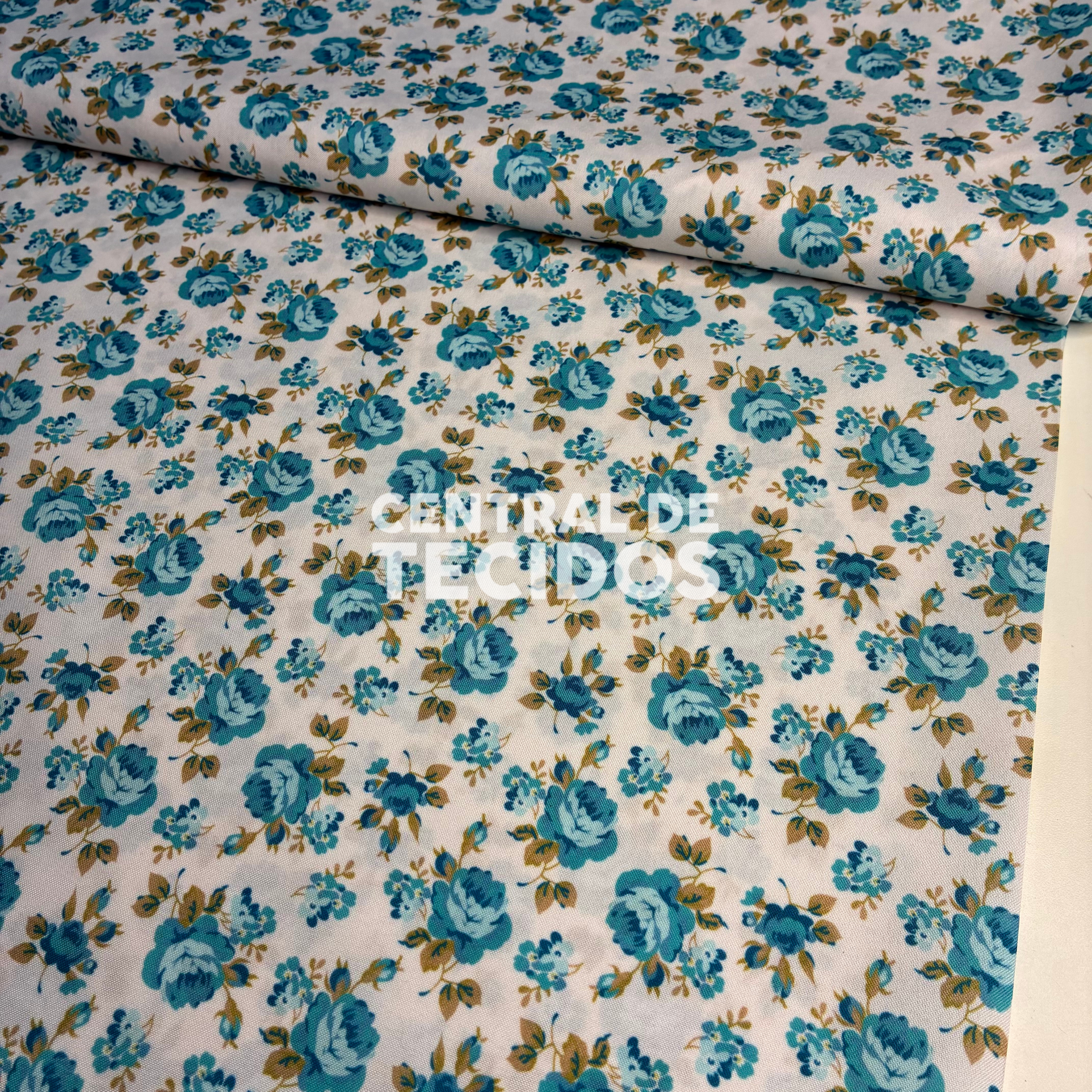 Oxfordine Digital Rosas Azul
