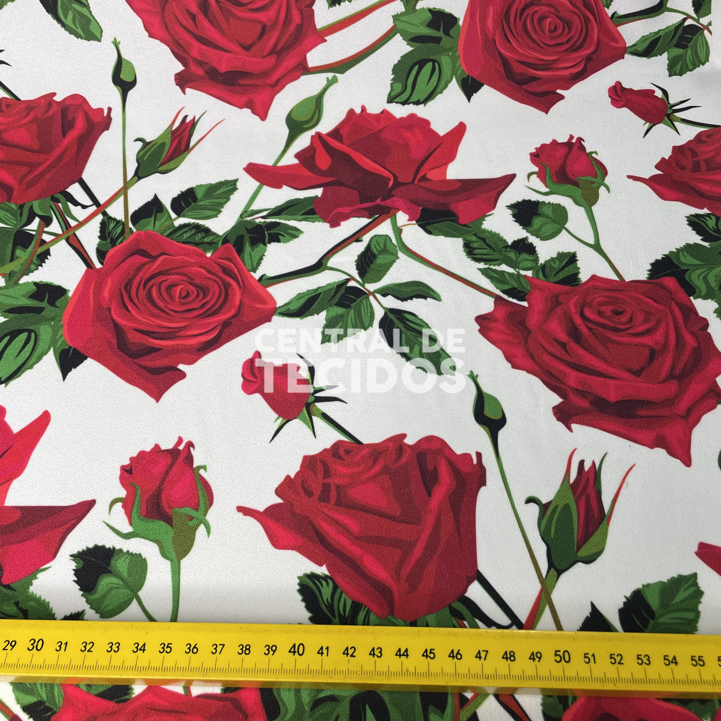 Crepe Torige Digital Rosas Vermelhas