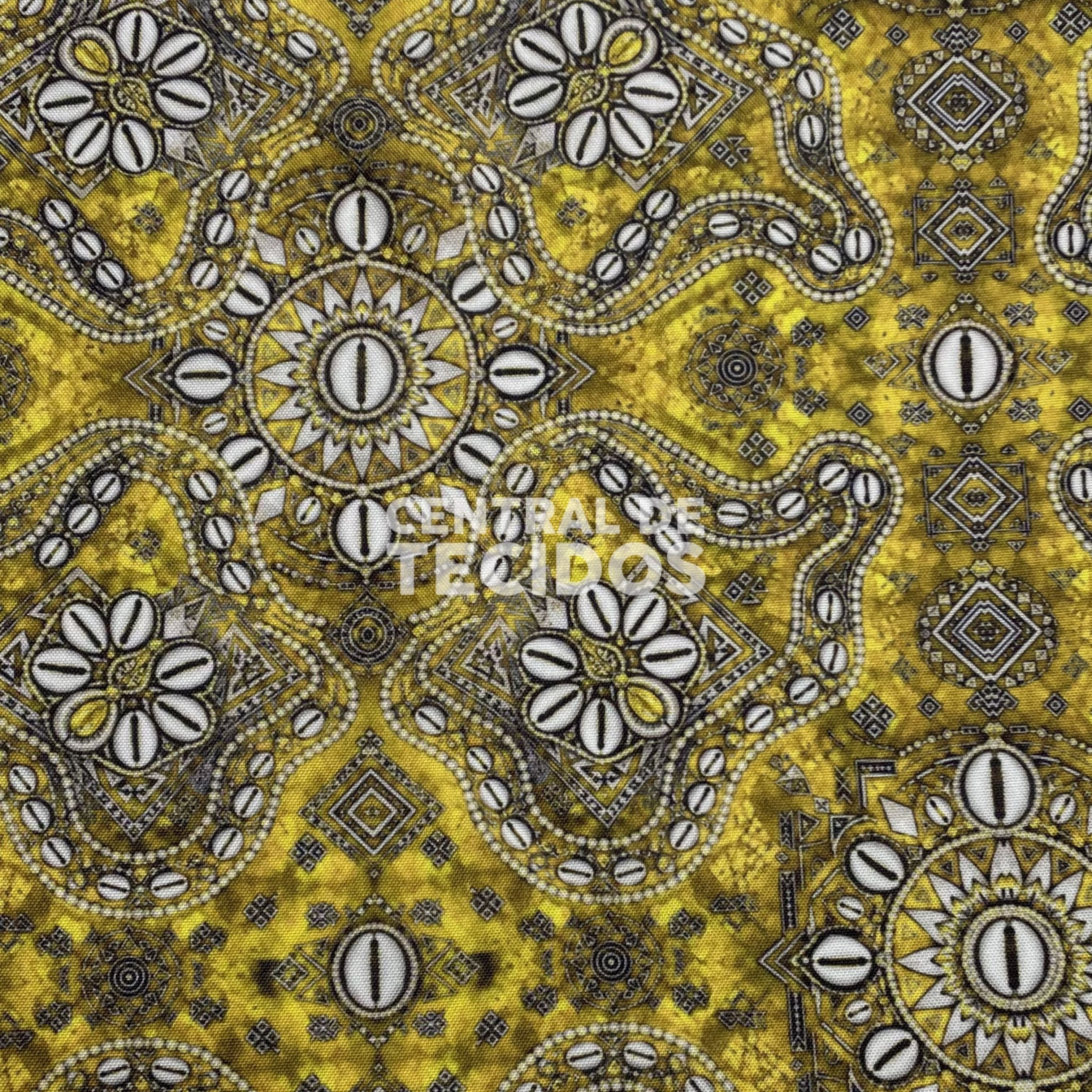 Oxford Digital Étnico Búzios Amarelo Ouro