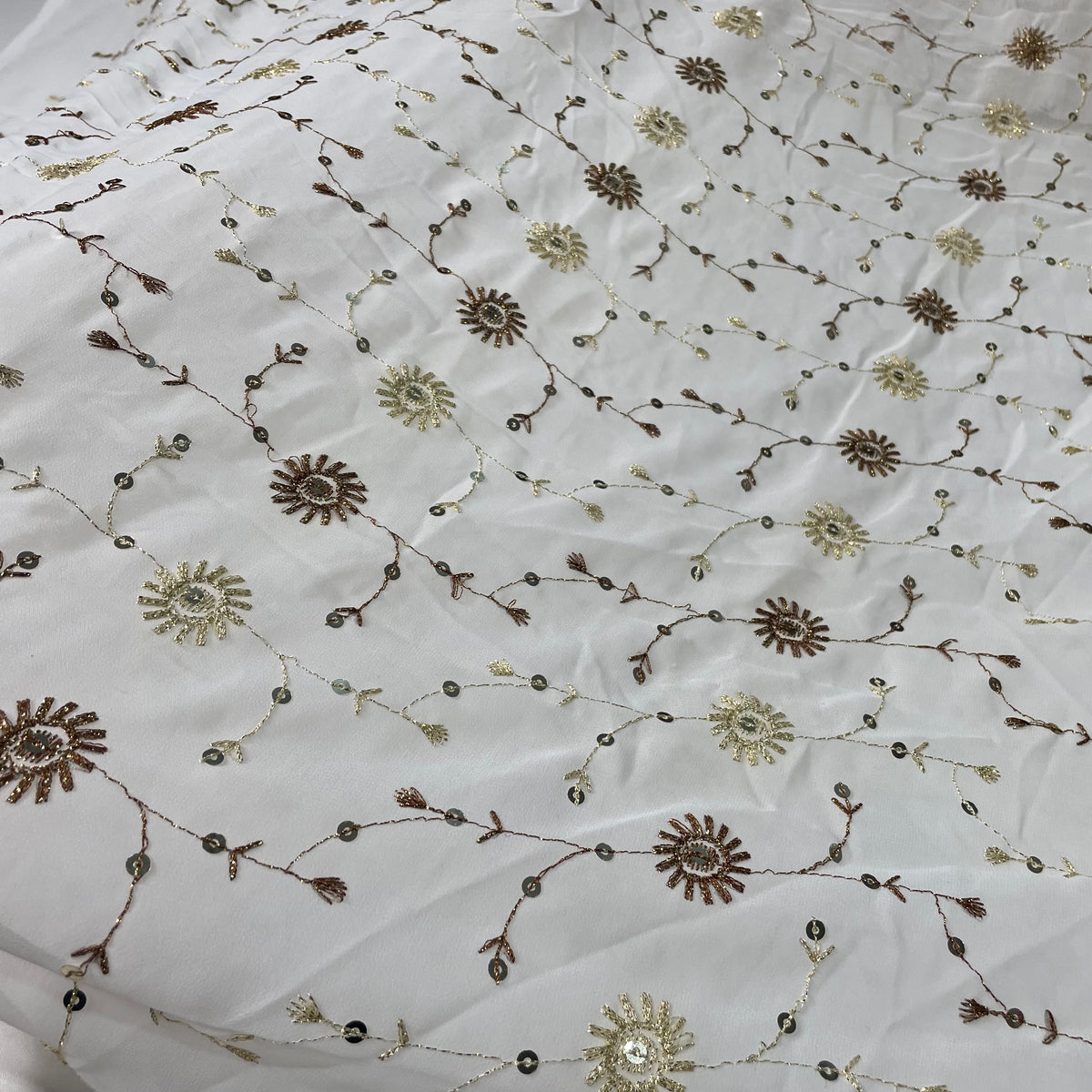 Chiffon Bordado Indiano Branco 4