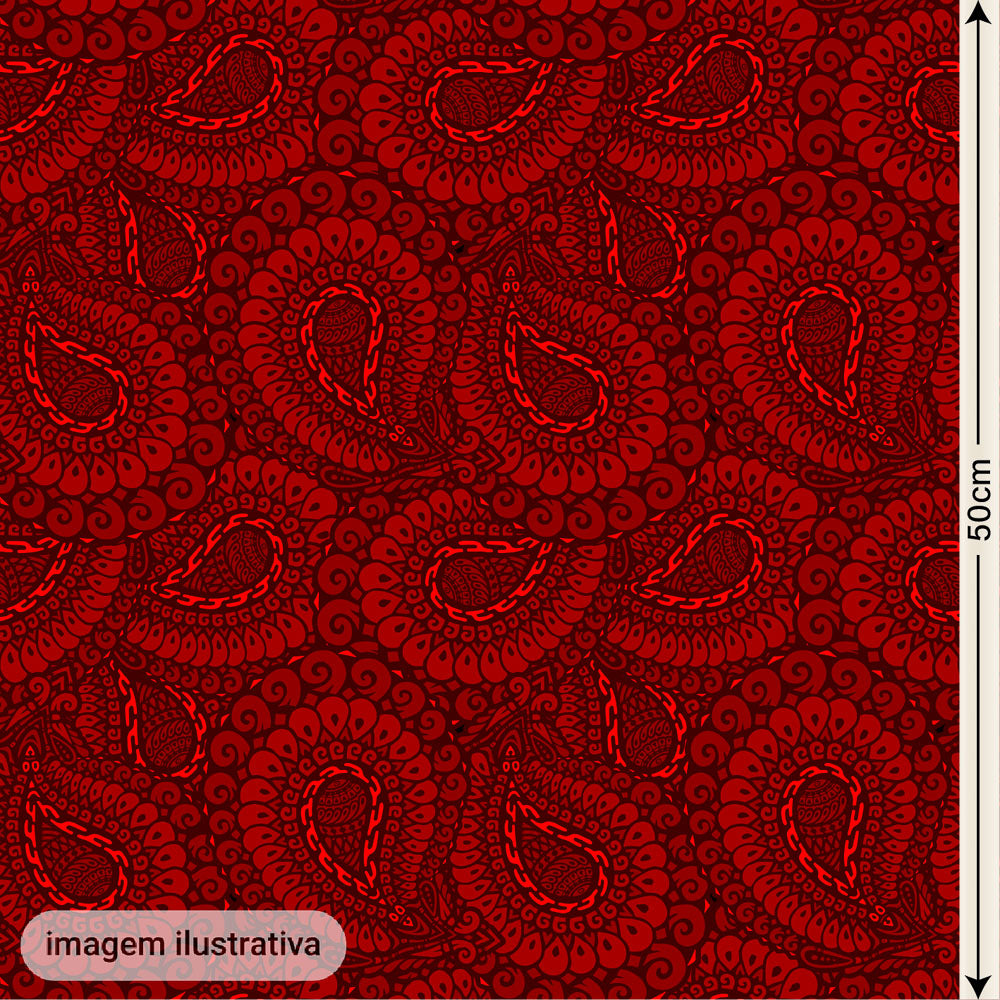 Oxford Digital Paisley Vermelho