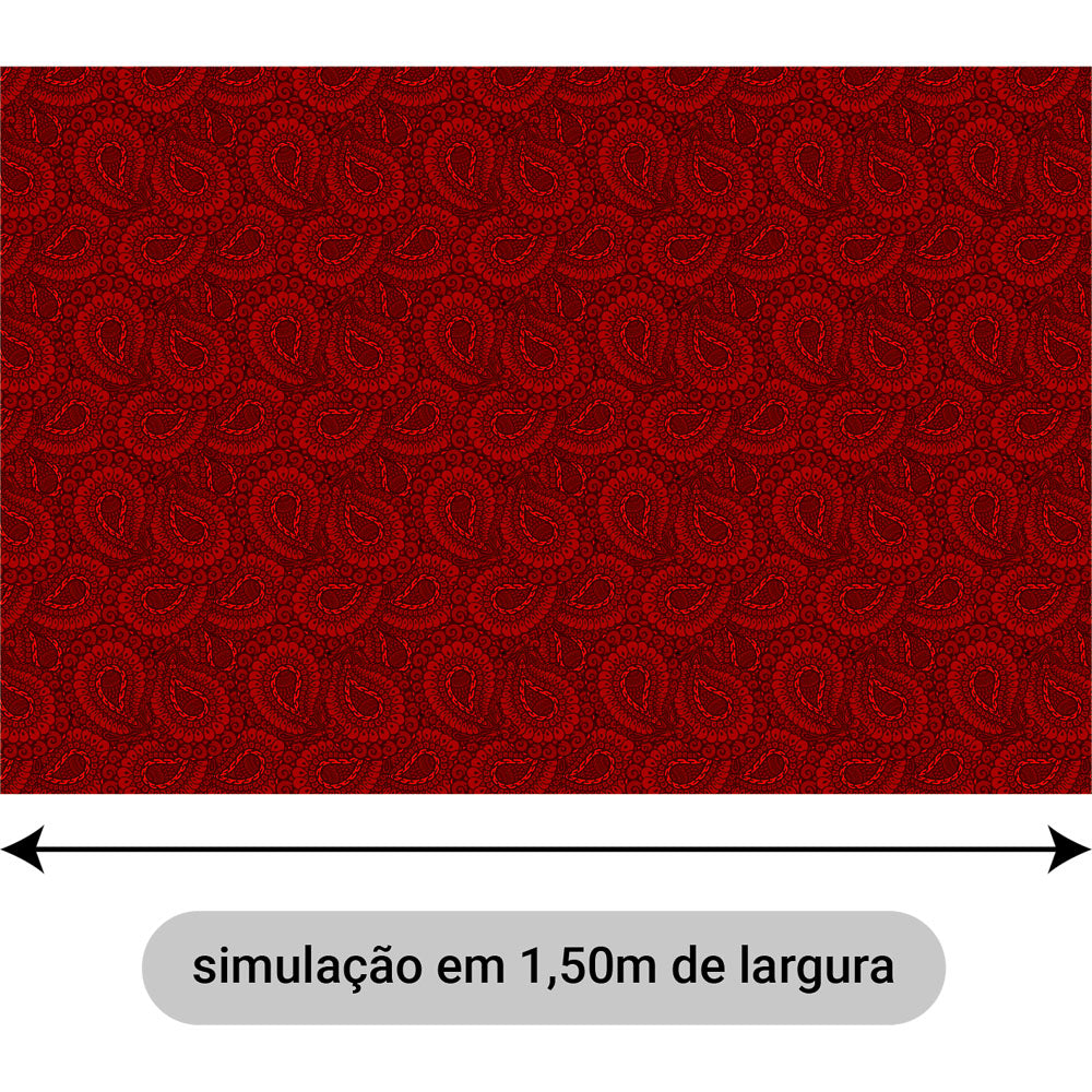Oxford Digital Paisley Vermelho