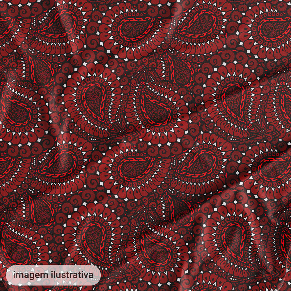 Oxford Digital Paisley Vermelho e Branco