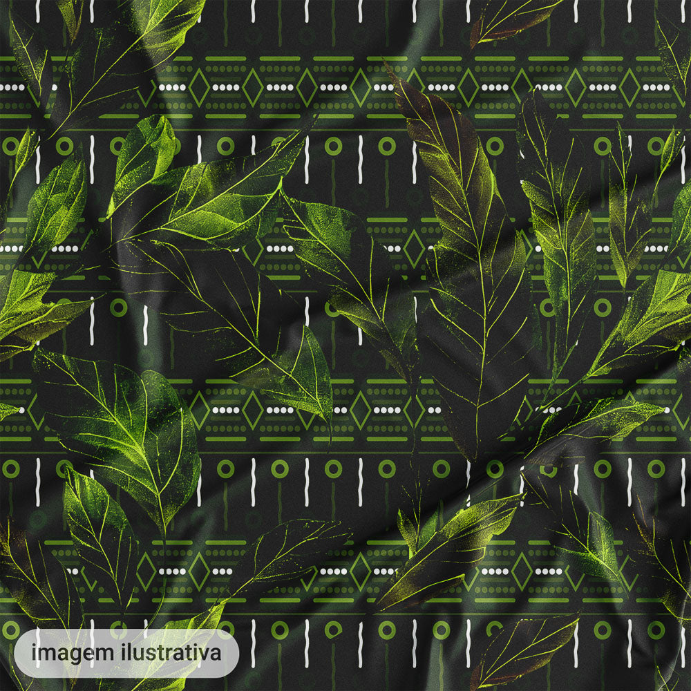 Oxford Digital Folhagem Tribal Verde