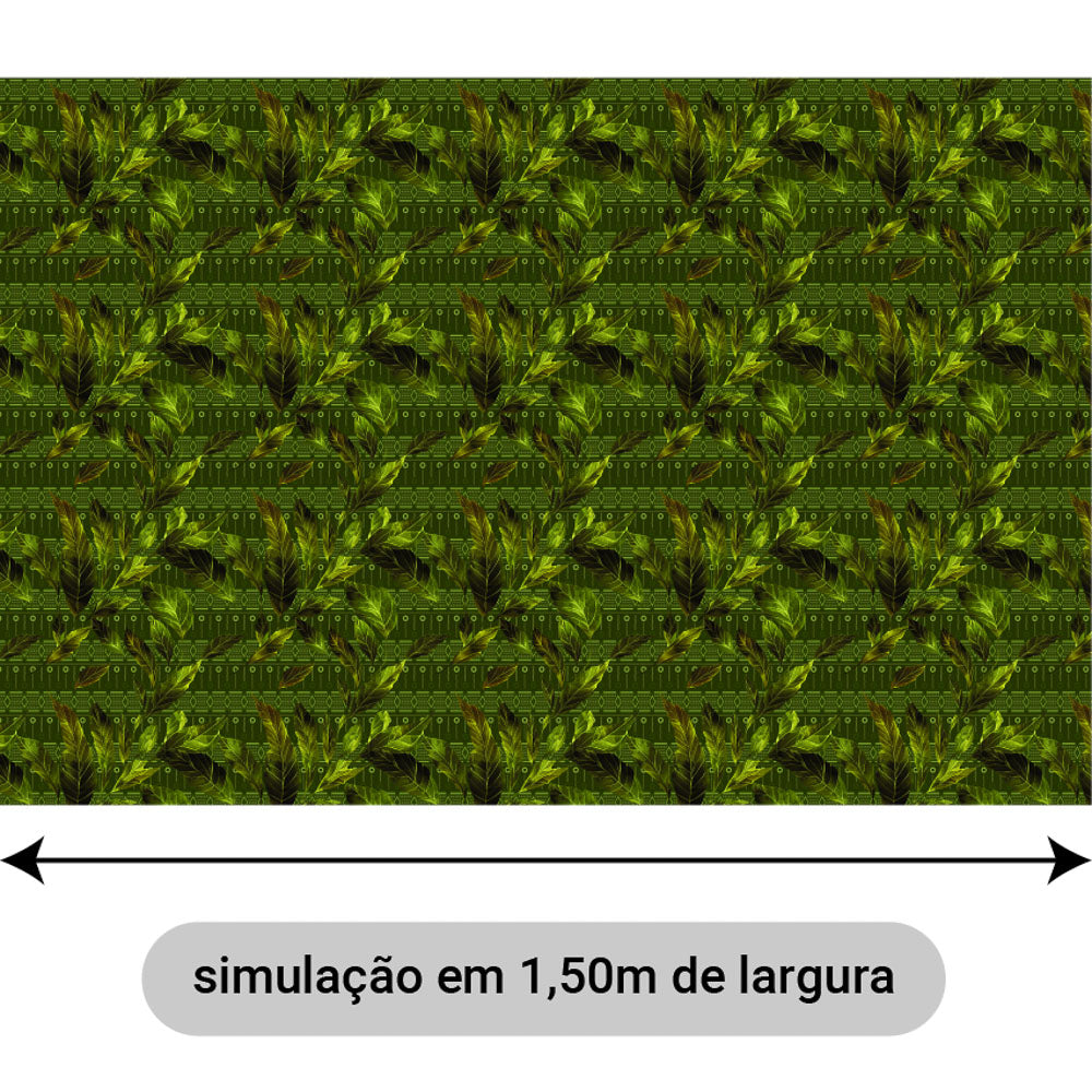 Oxford Digital Folhagem Tribal Verde