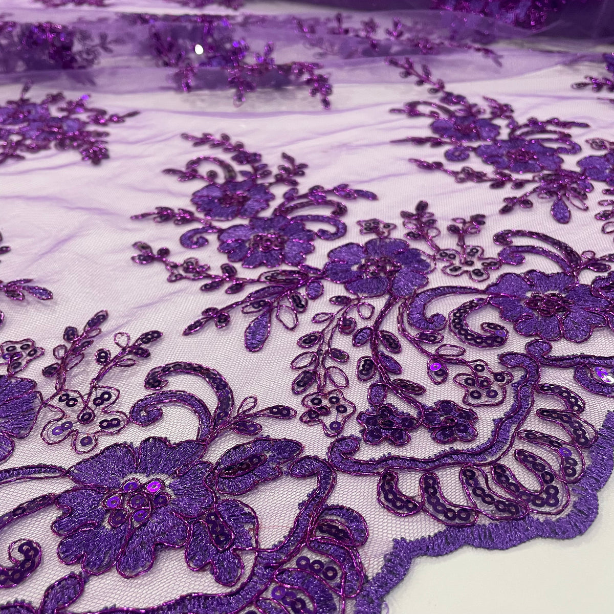 Tule Bordado Soho Metalic Roxo