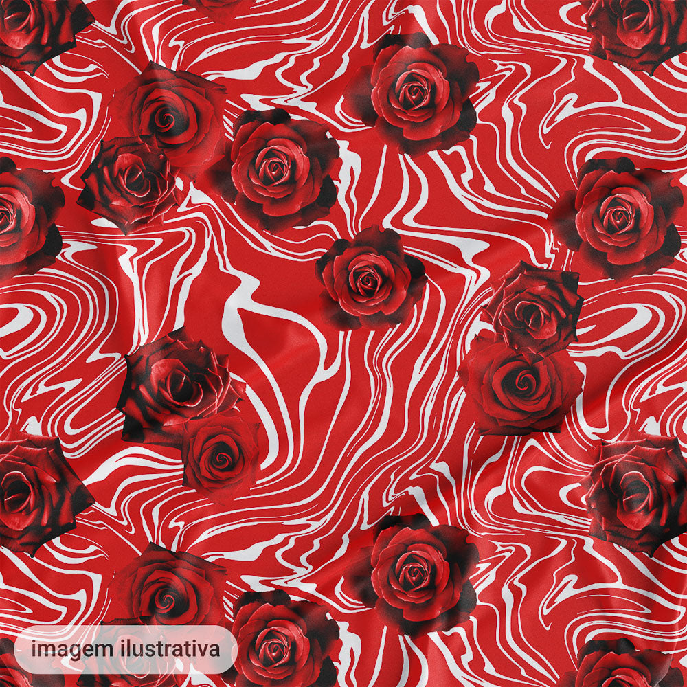 Oxford Digital Rosas Vermelhas Fundo Onda