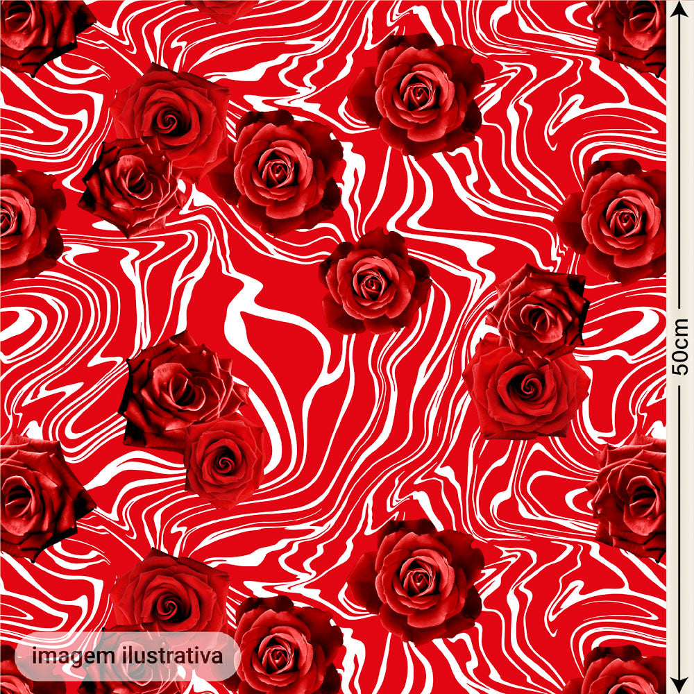 Oxford Digital Rosas Vermelhas Fundo Onda