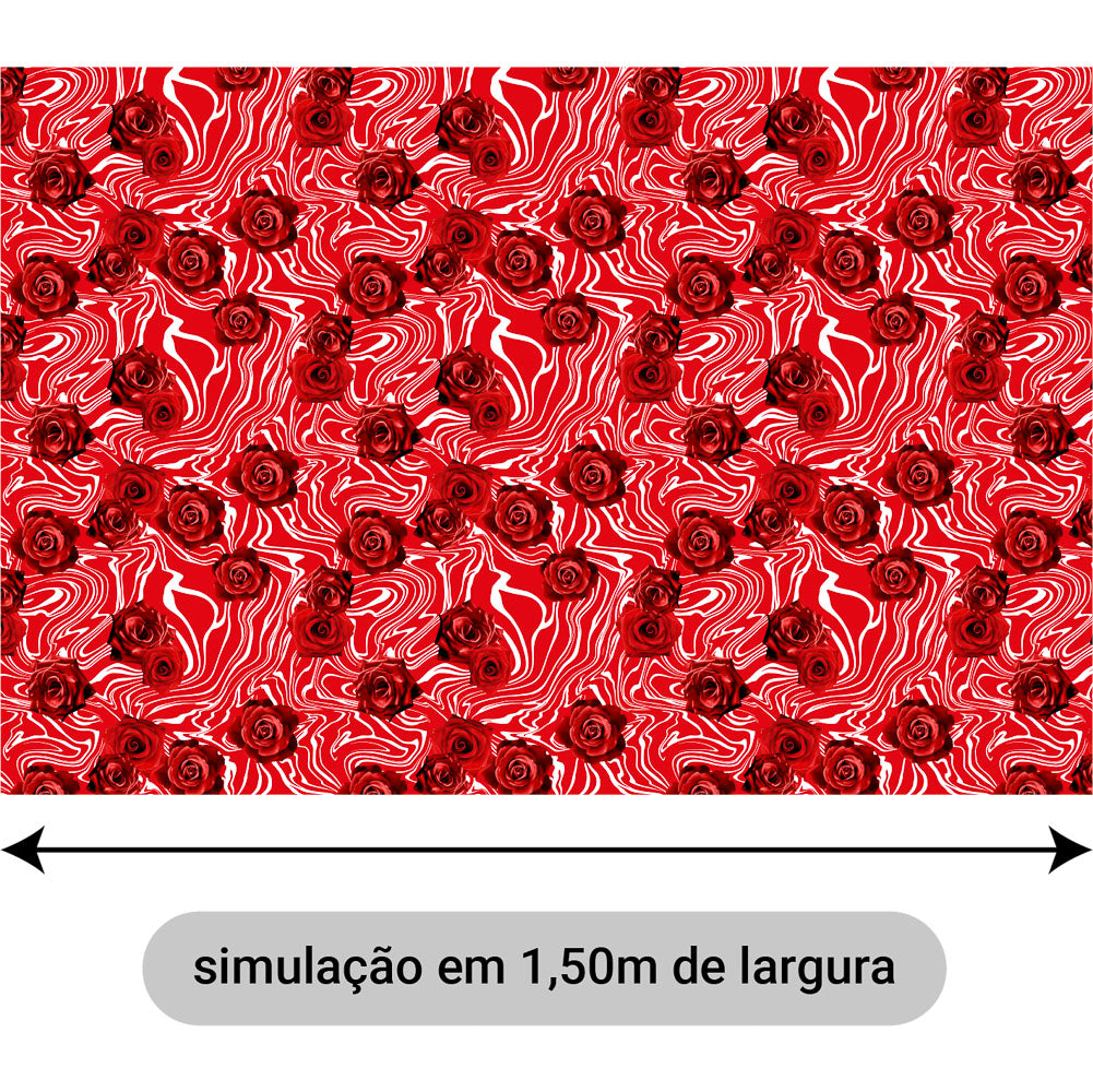 Oxford Digital Rosas Vermelhas Fundo Onda