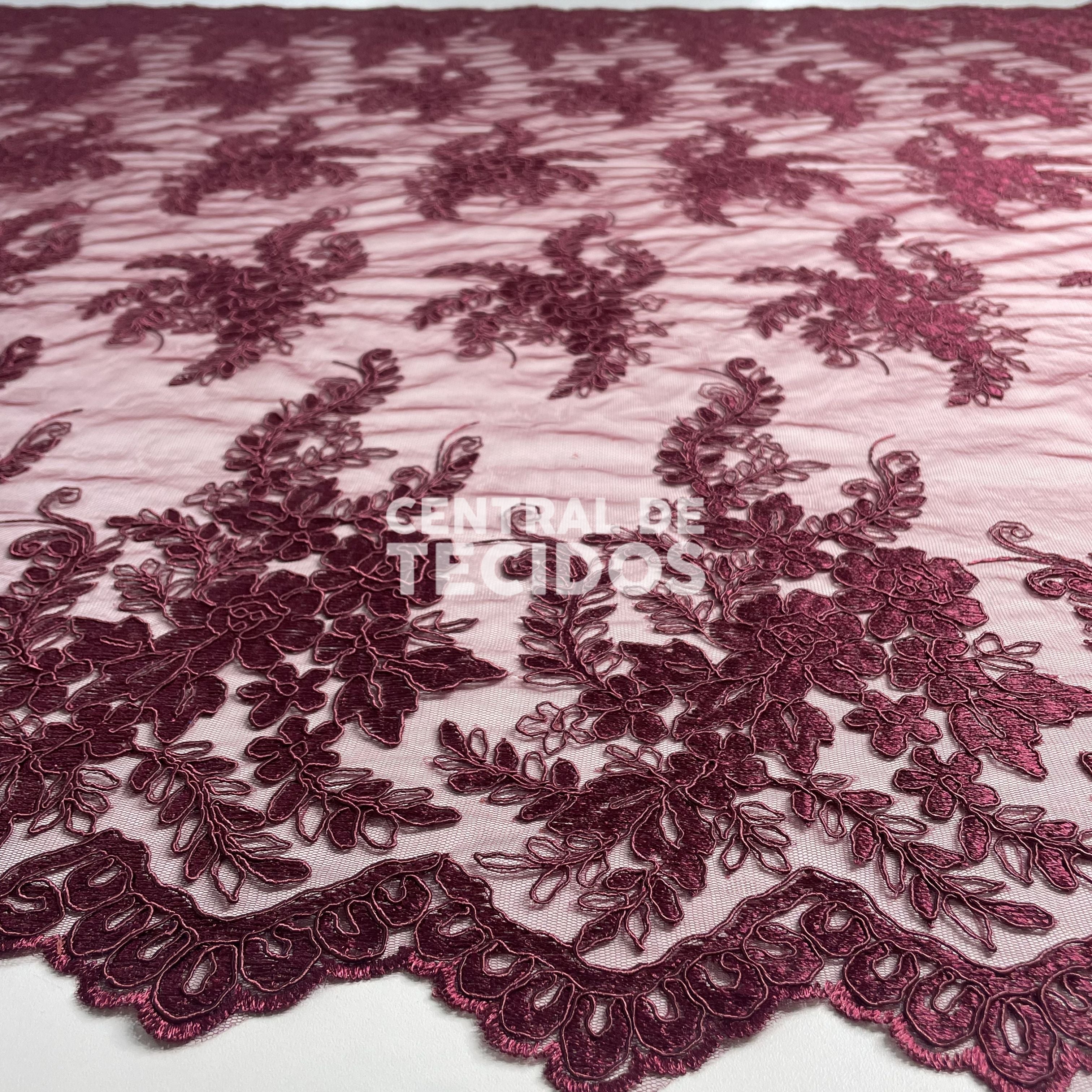 Tule Bordado Lyon Promocional Marsala