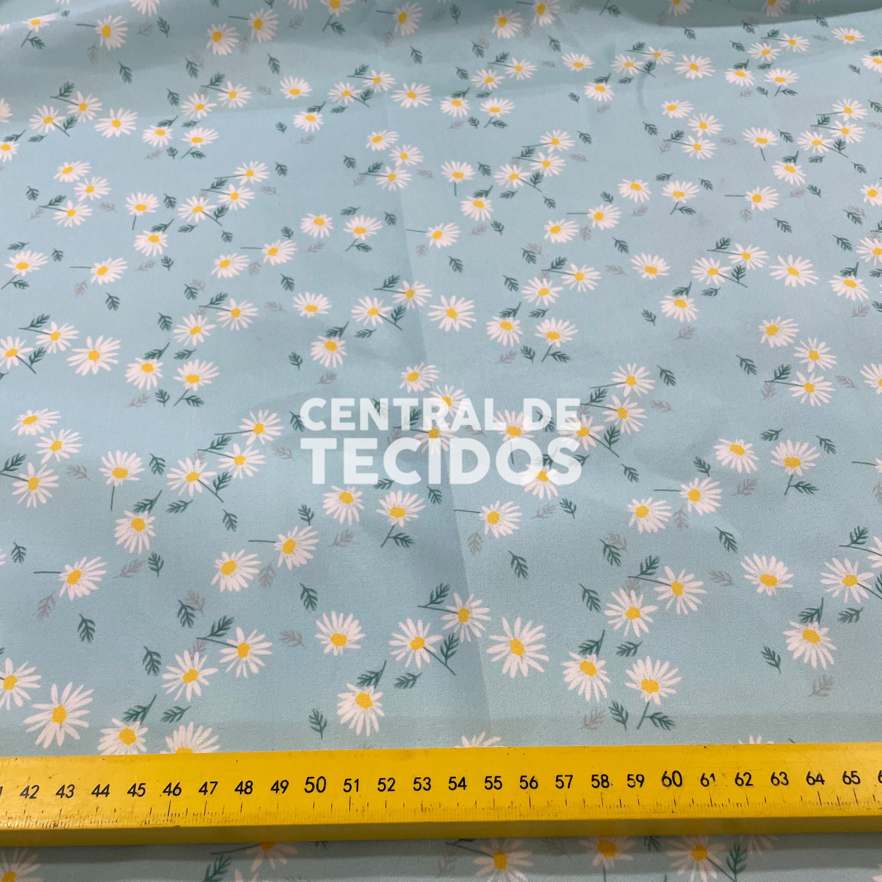 Oxfordine Digital Floral Fundo Azul Bebê