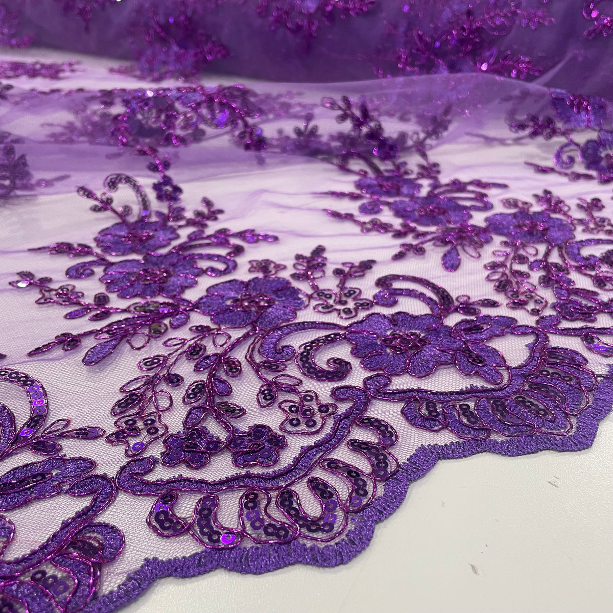 Tule Bordado Soho Metalic Roxo