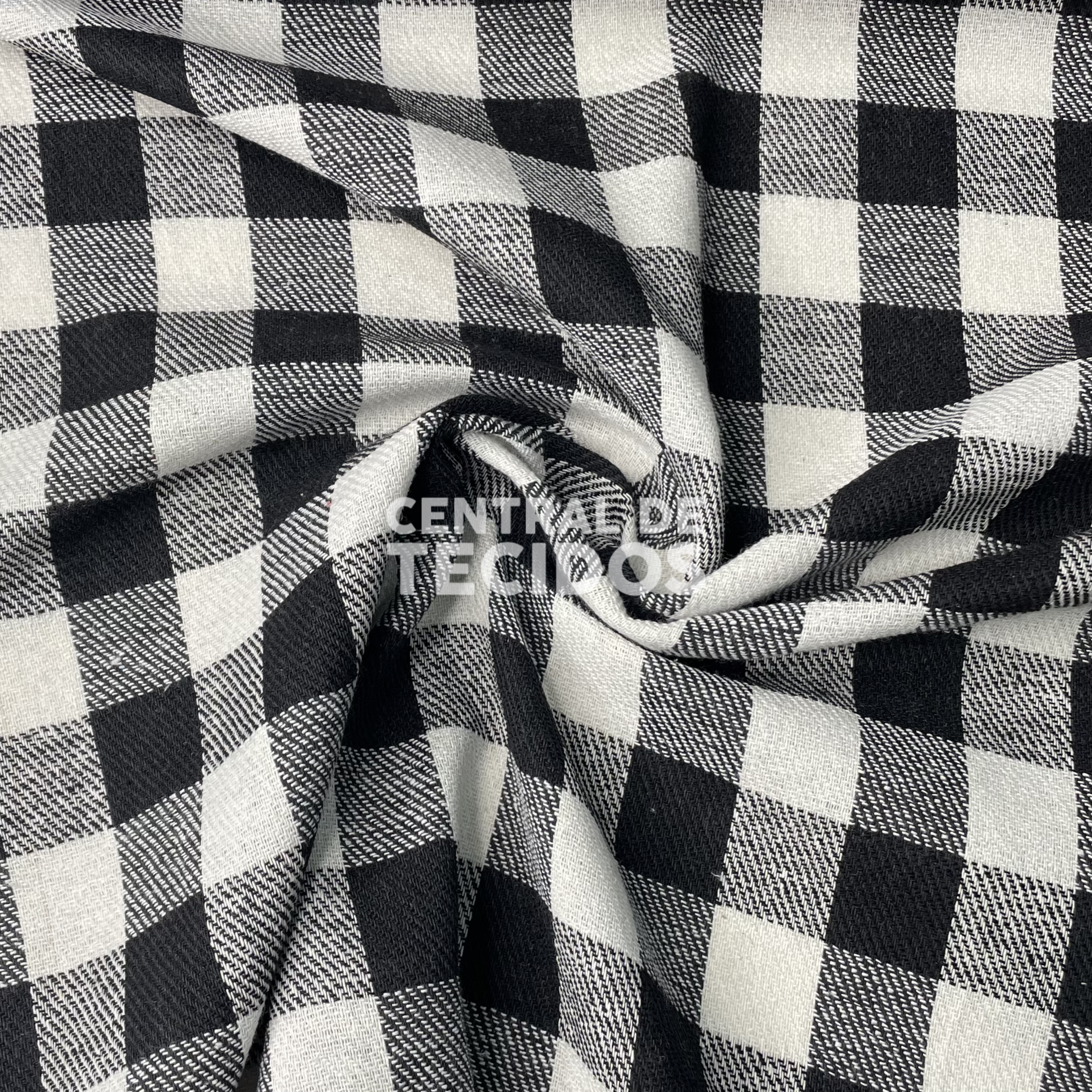 Flanela Felpada Preto e Branco