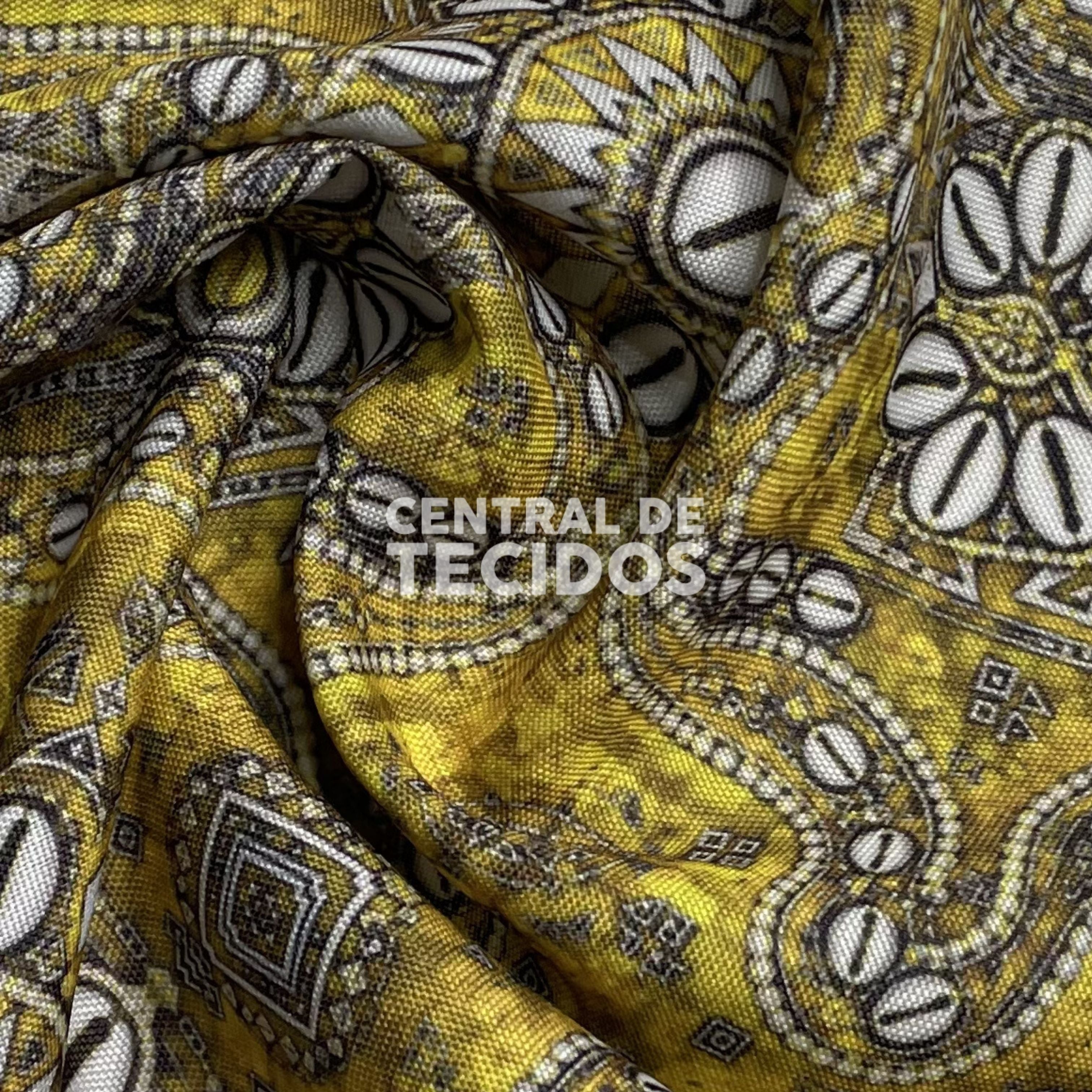 Oxford Digital Étnico Búzios Amarelo Ouro