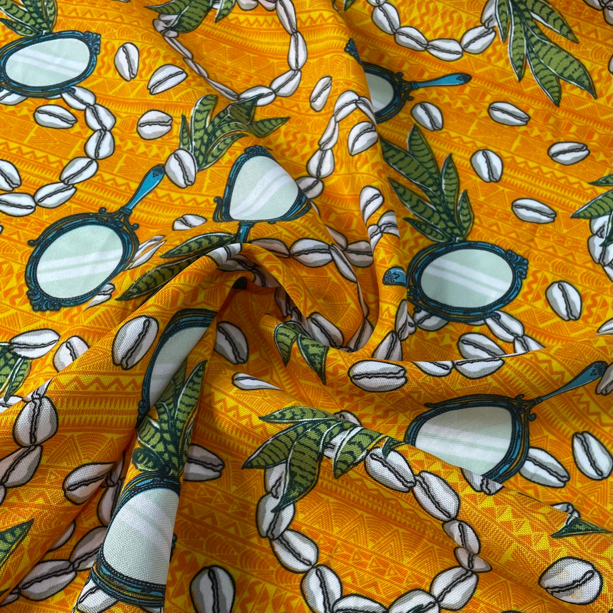 Oxford Afro Búzios e Espadas de São Jorge Fundo Amarelo