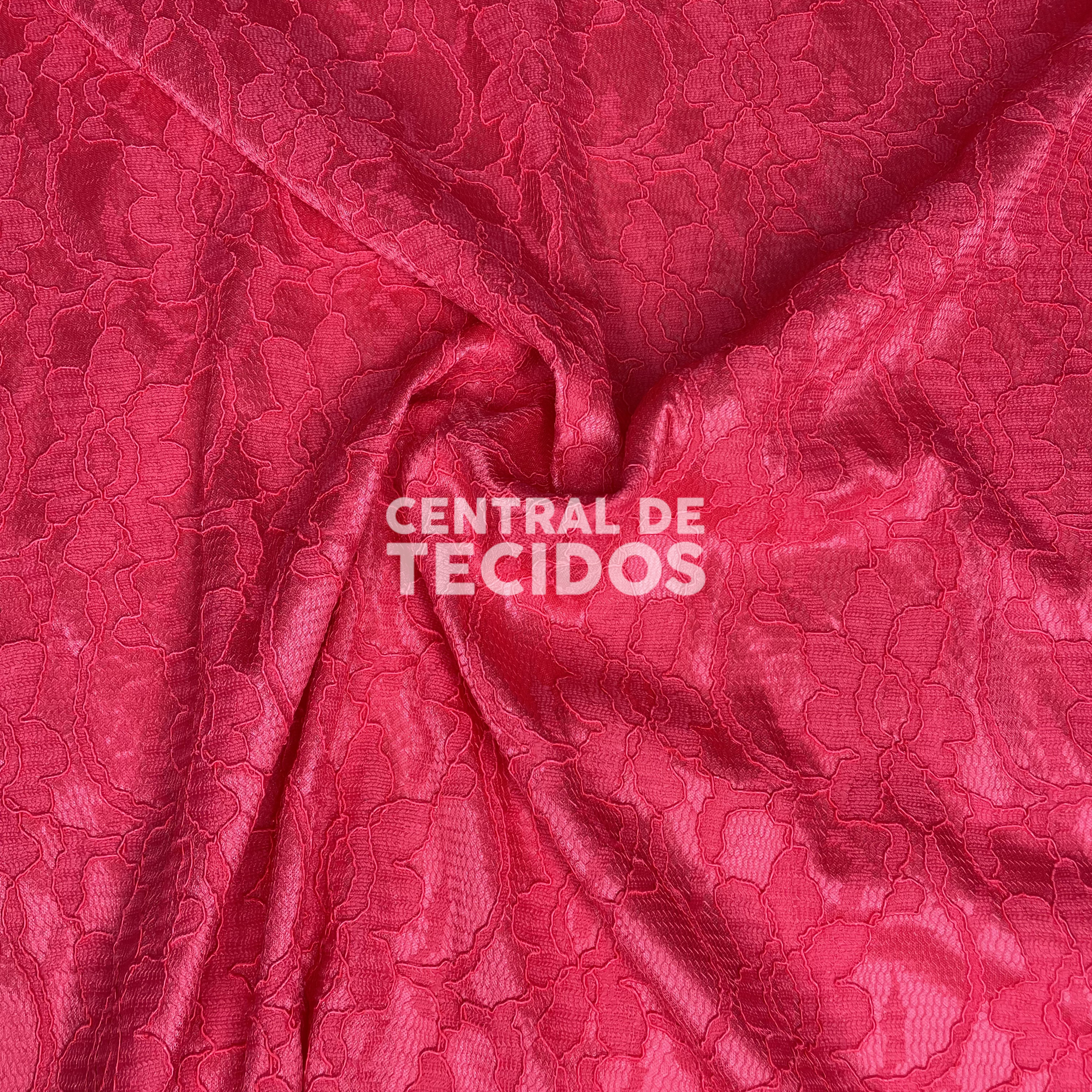 Renda com Cetim Rosa Choque