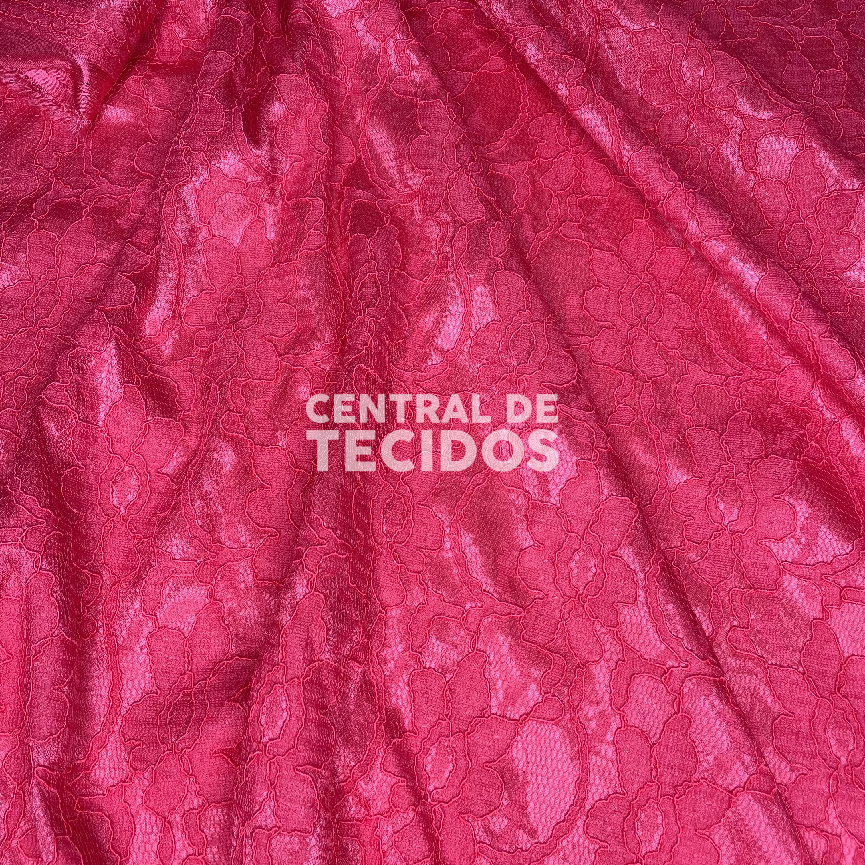 Renda com Cetim Rosa Choque
