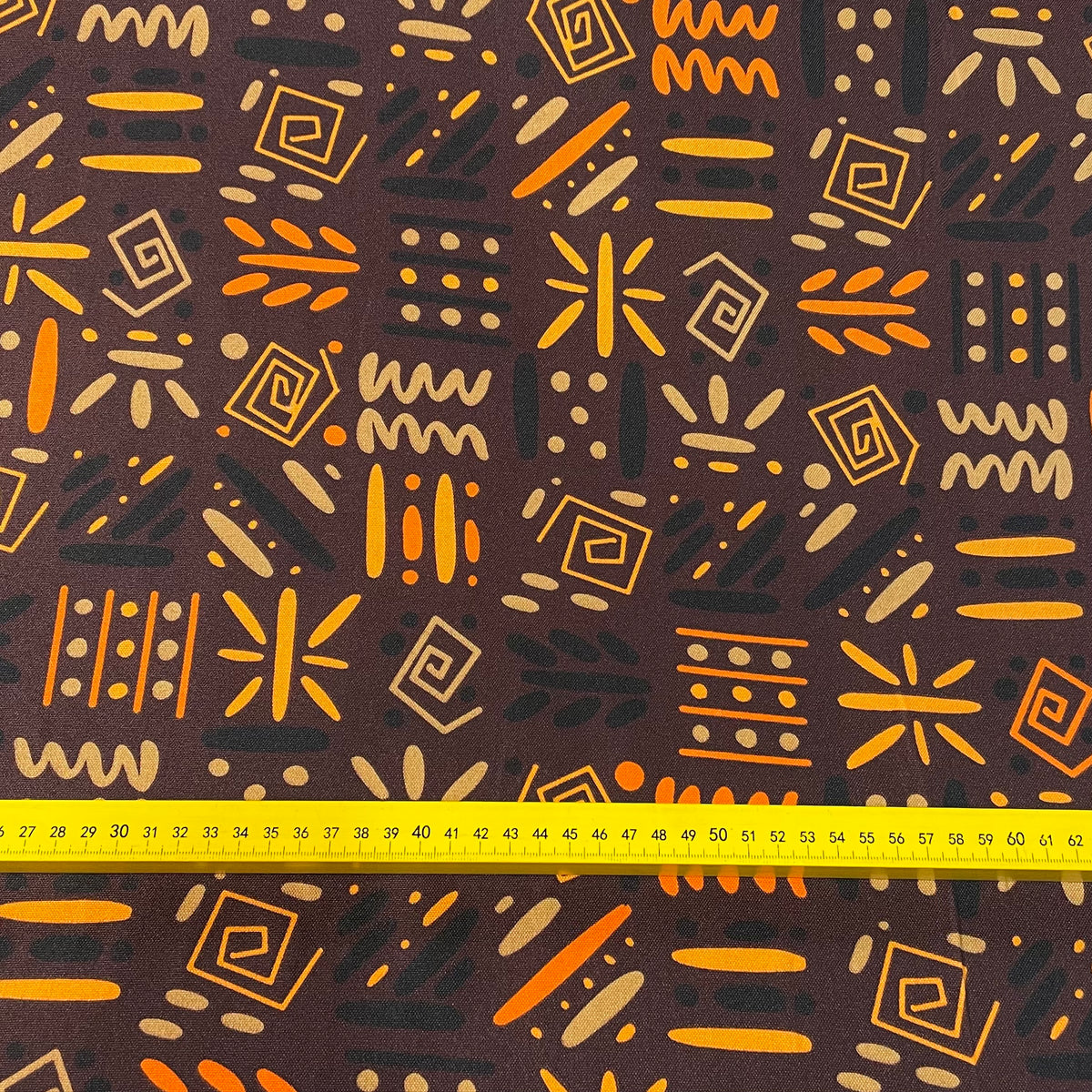 Oxford Afro Espirais e Grafismos Amarelo e Marrom