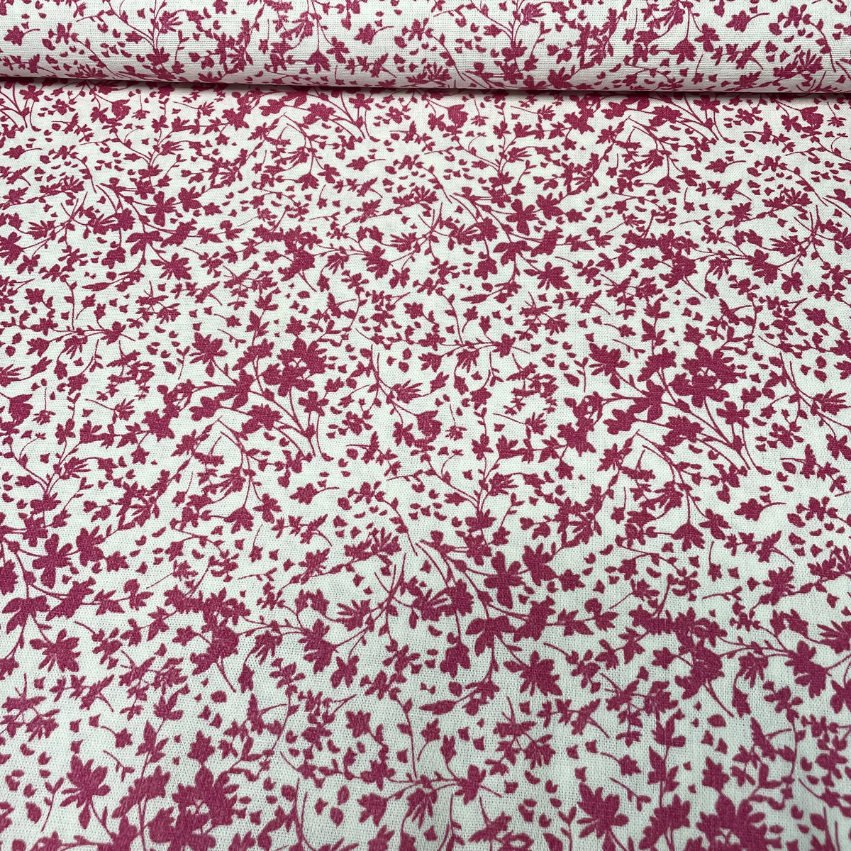 Tecido Linho Misto Floral Rosa