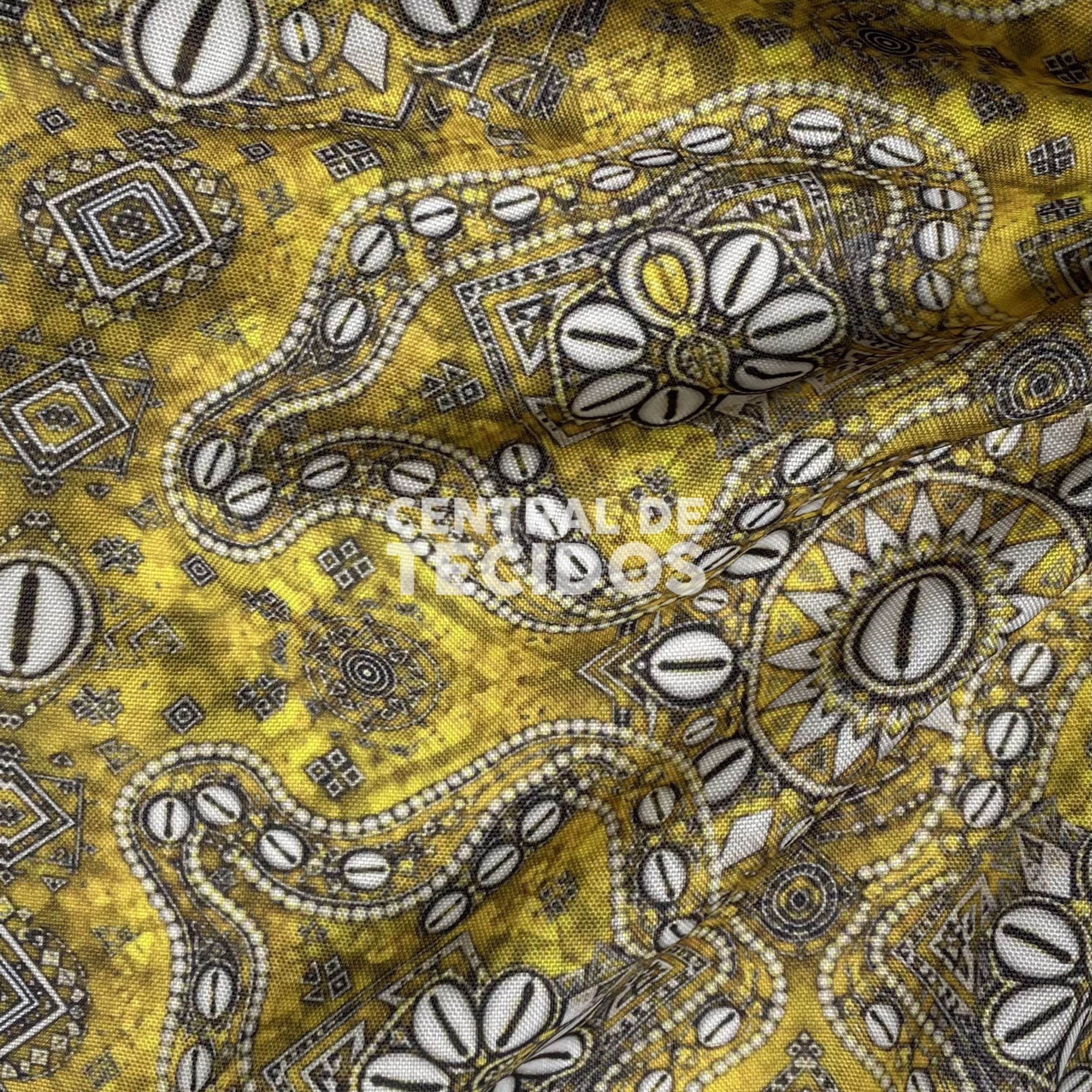 Oxford Digital Étnico Búzios Amarelo Ouro