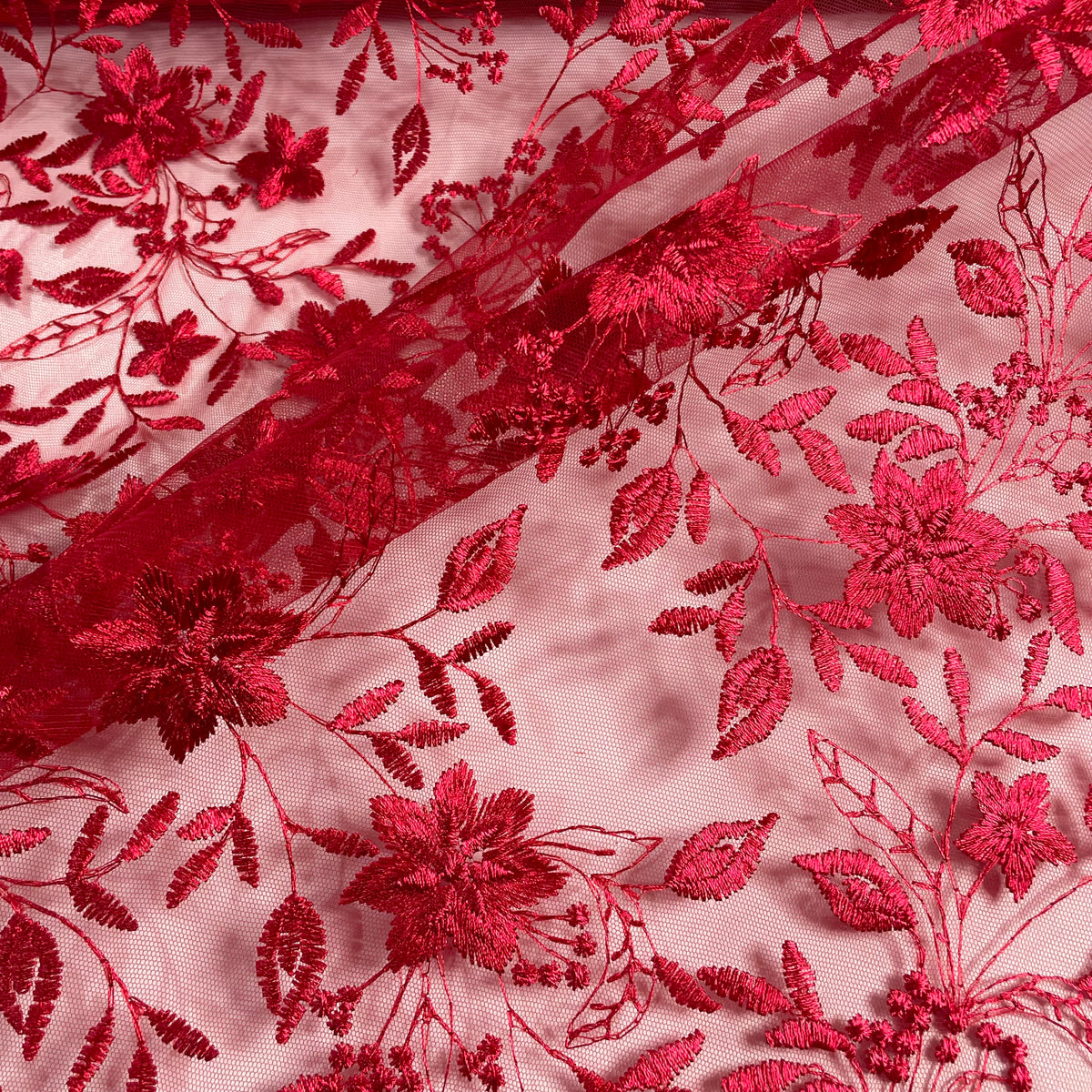 Tule Bordado Nice Vermelho
