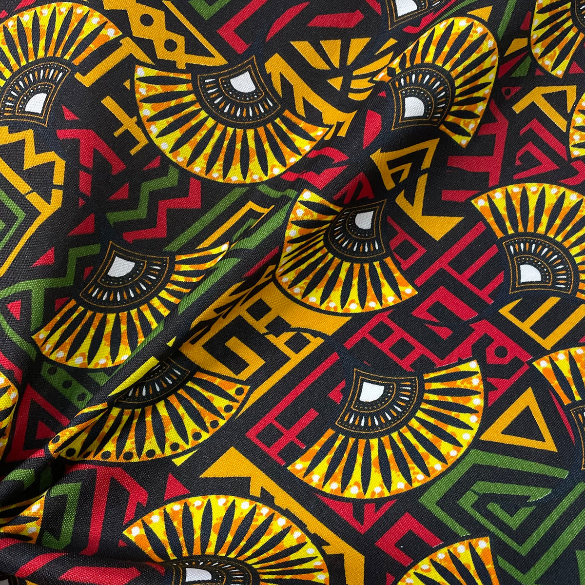 Oxford Afro Leques Dourados Fundo Preto