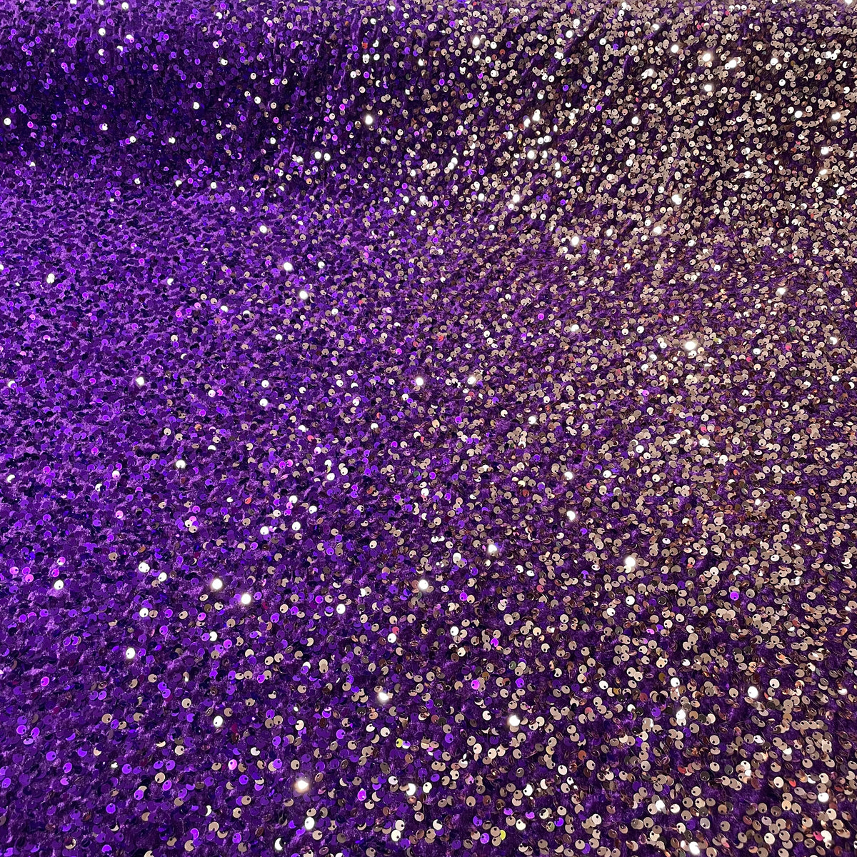 Veludo Paetê Degradê Roxo e Dourado