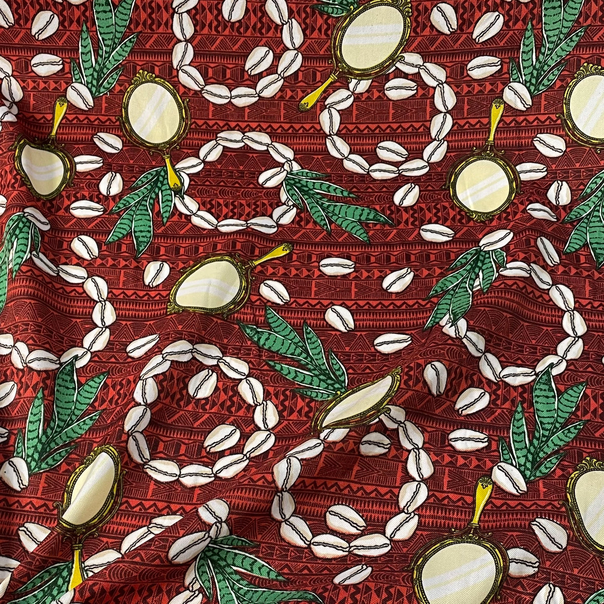 Oxford Afro Búzios e Espadas de São Jorge Fundo Bordô