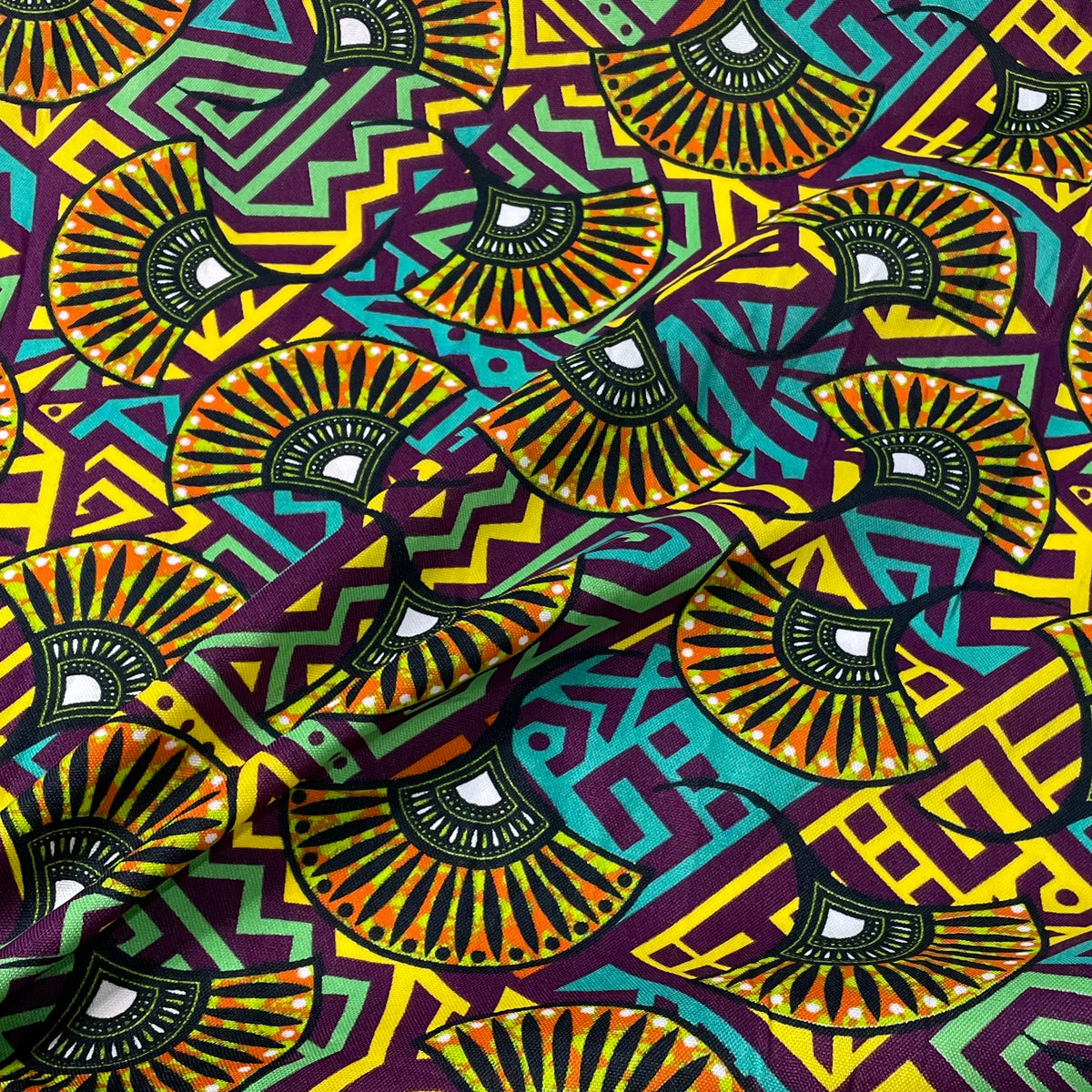 Oxford Afro Leques Dourados Fundo Beterraba