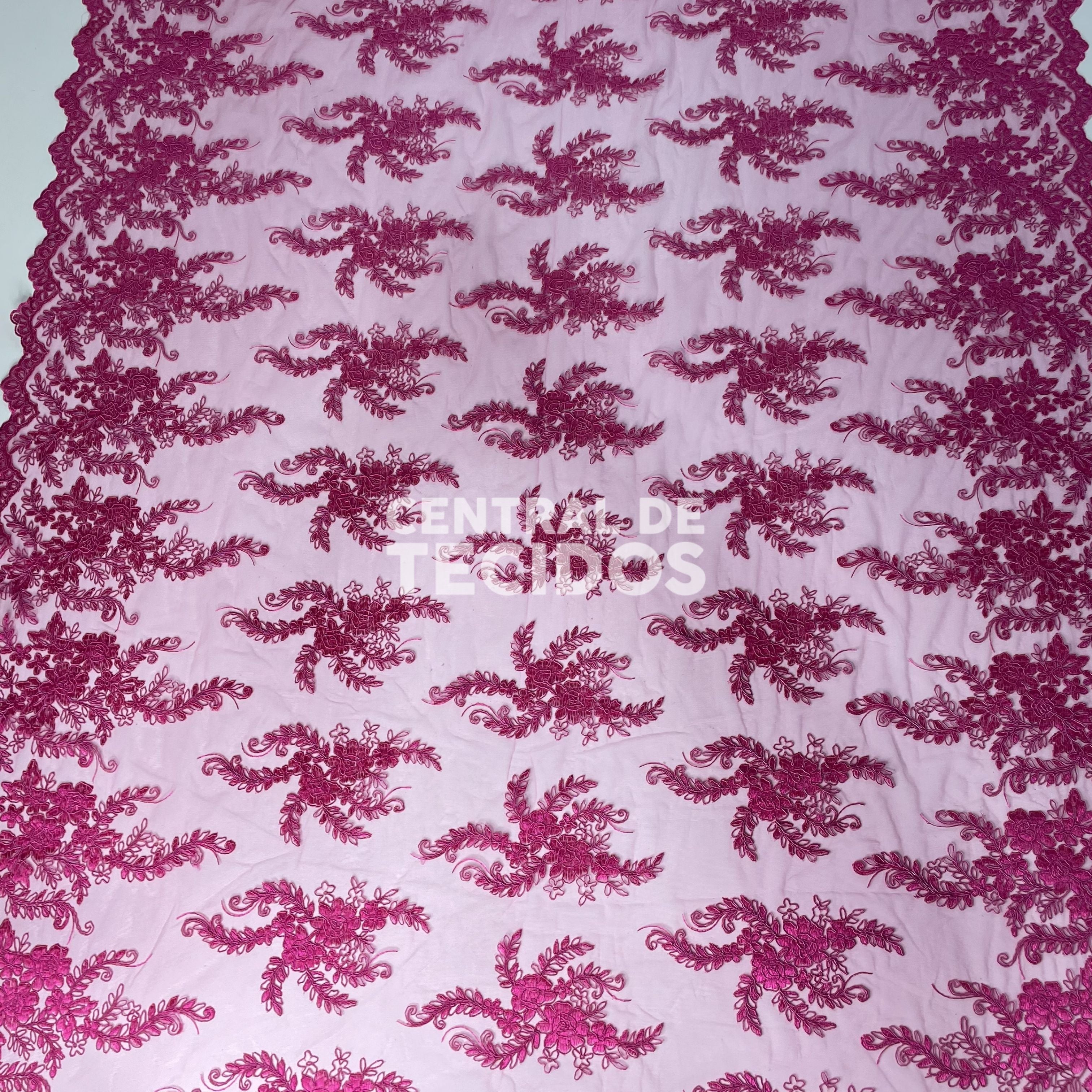 Tule Bordado Lyon Promocional Rosa Pink