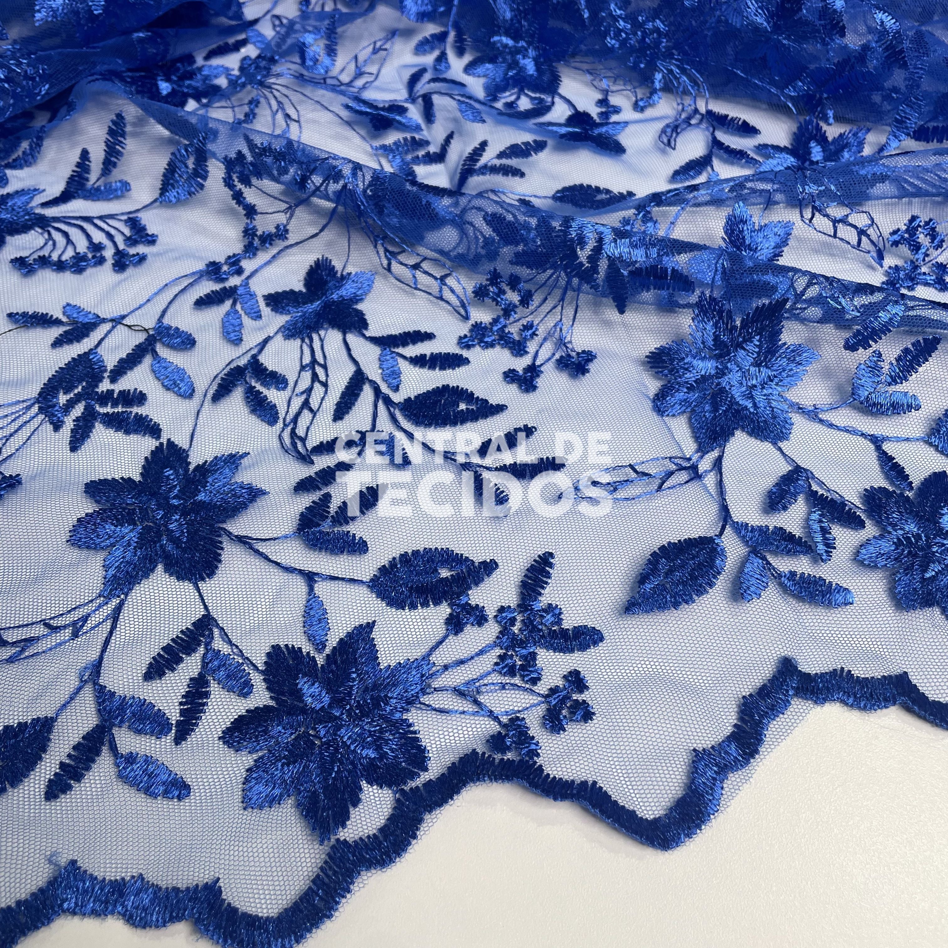 Tule Bordado Nice Azul Royal