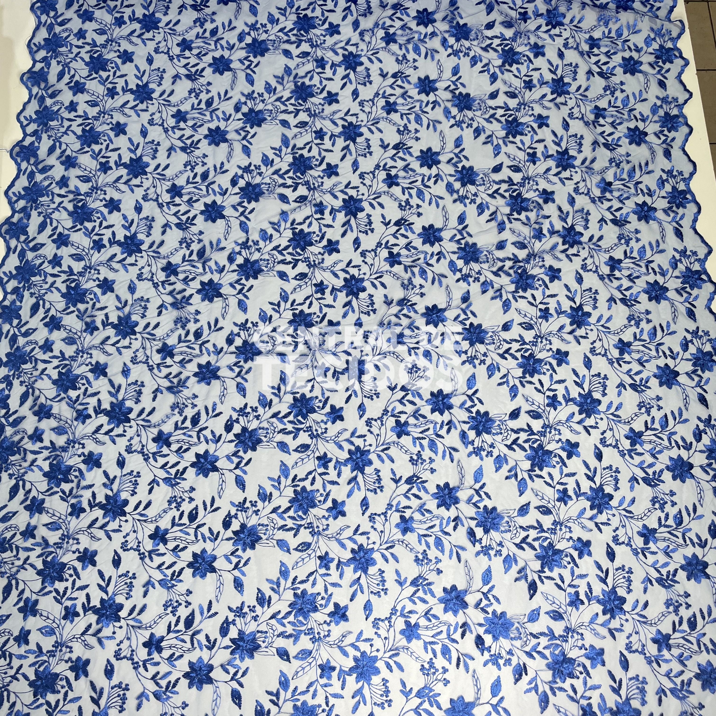 Tule Bordado Nice Azul Royal