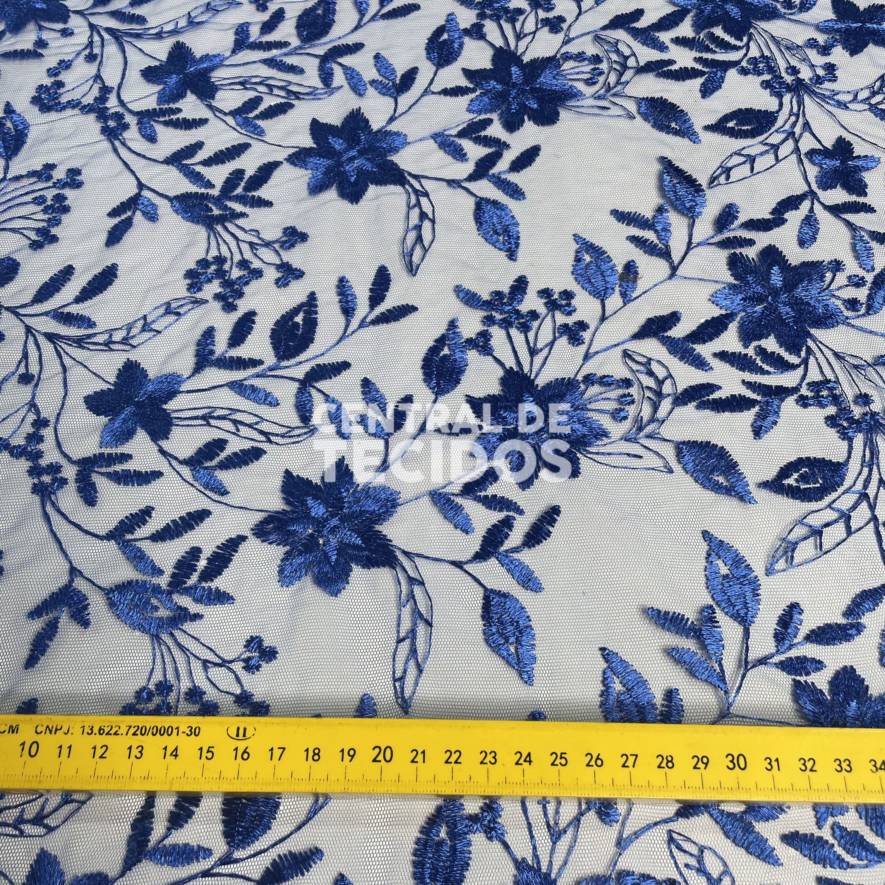 Tule Bordado Nice Azul Royal