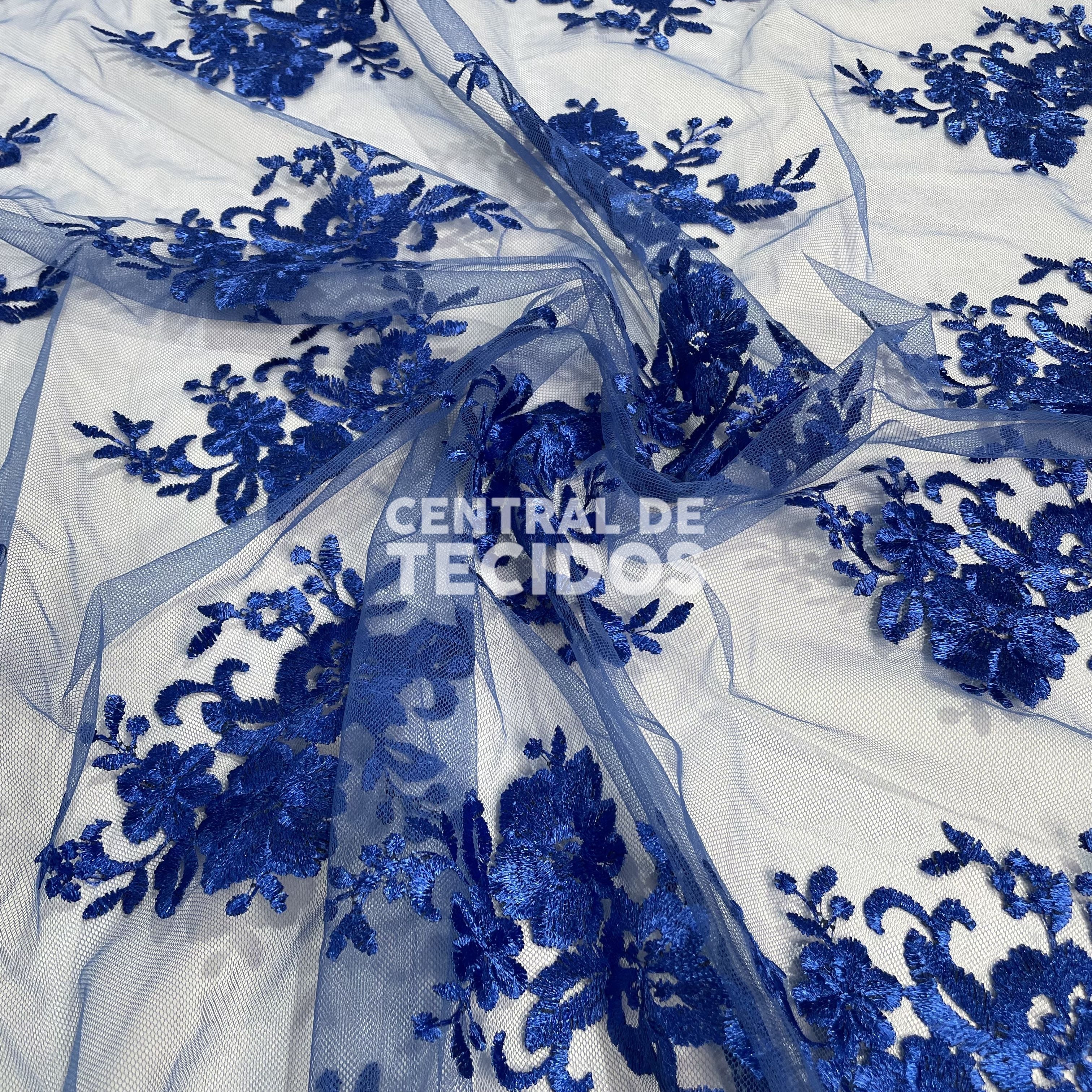 Tule Bordado Juliana Azul