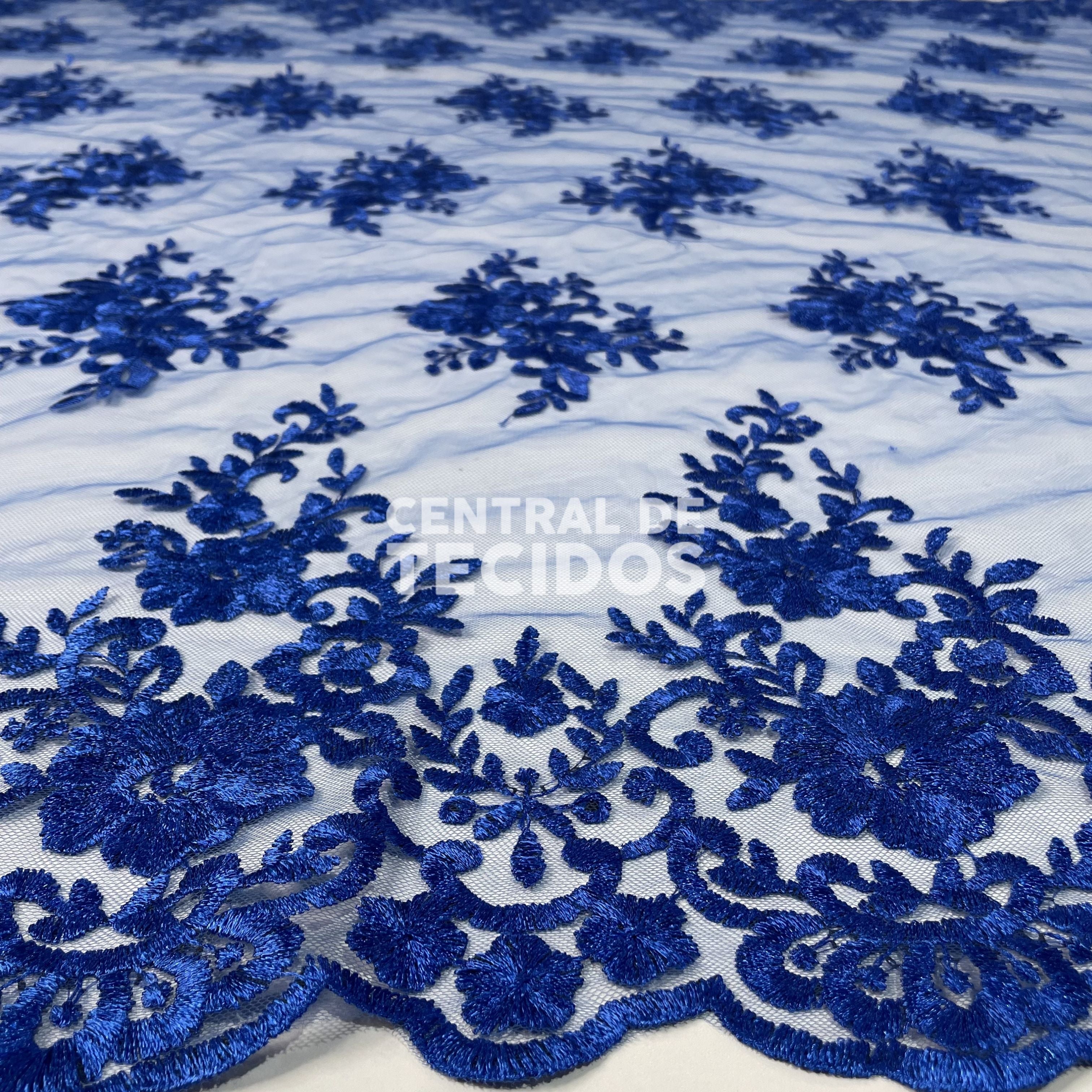 Tule Bordado Juliana Azul