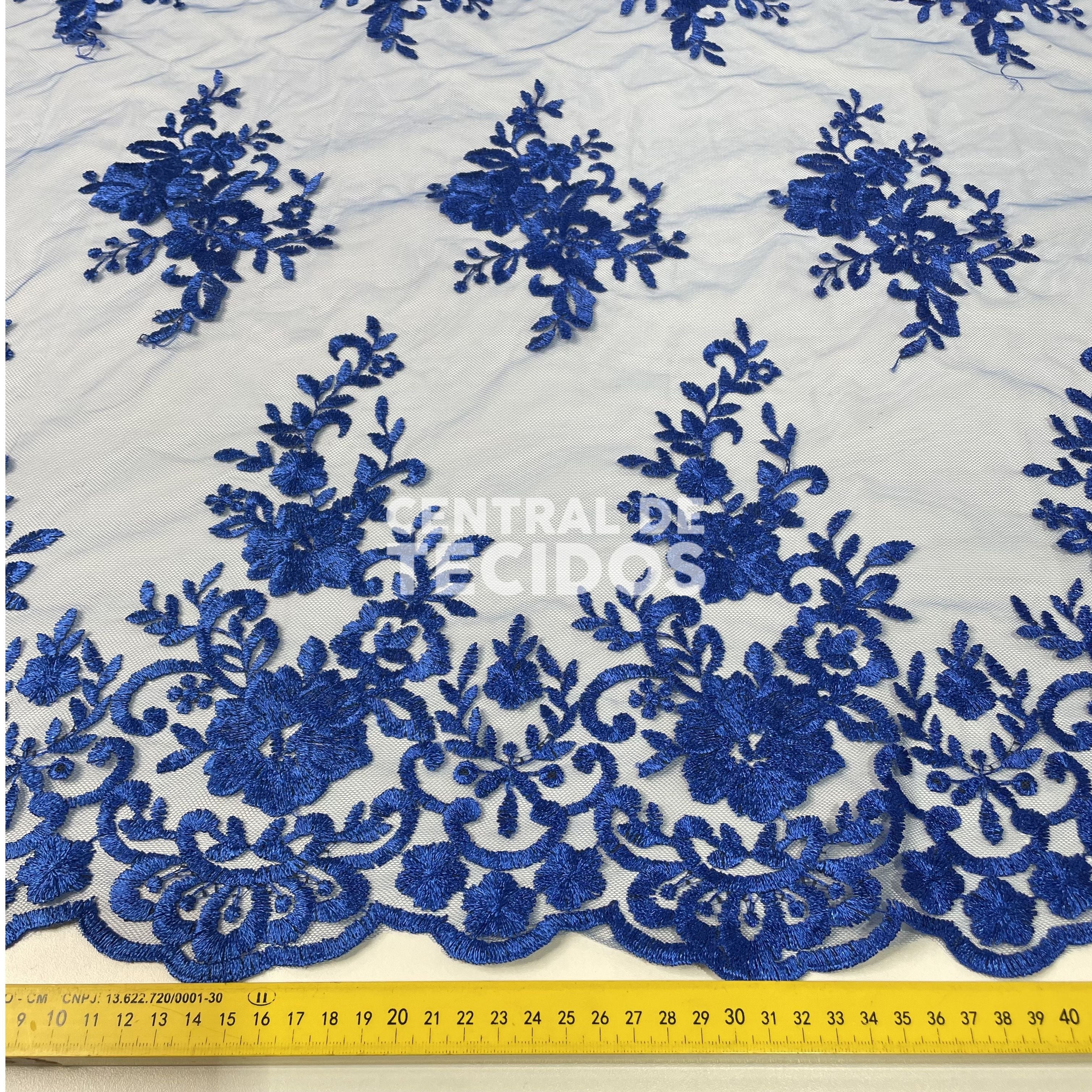 Tule Bordado Juliana Azul