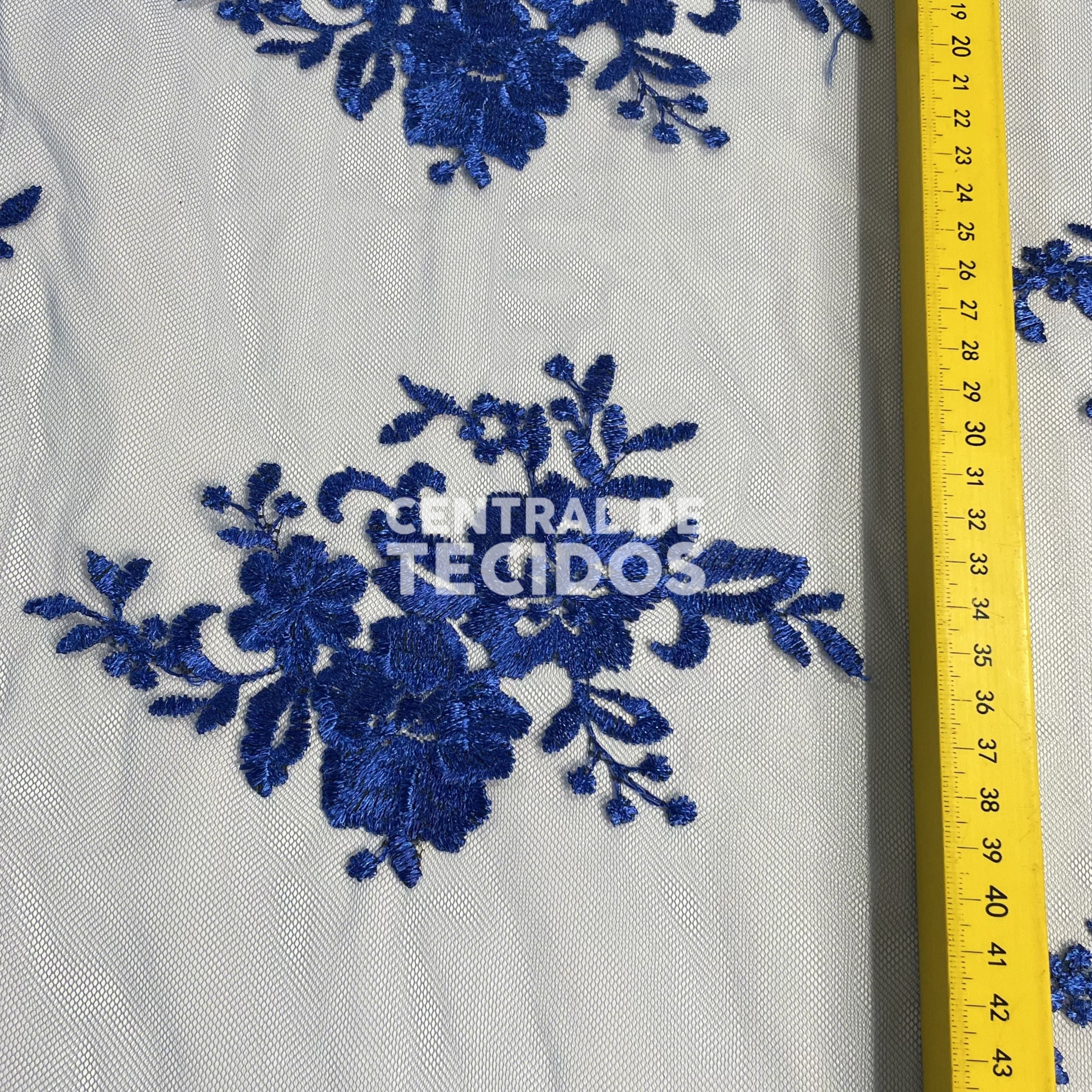 Tule Bordado Juliana Azul