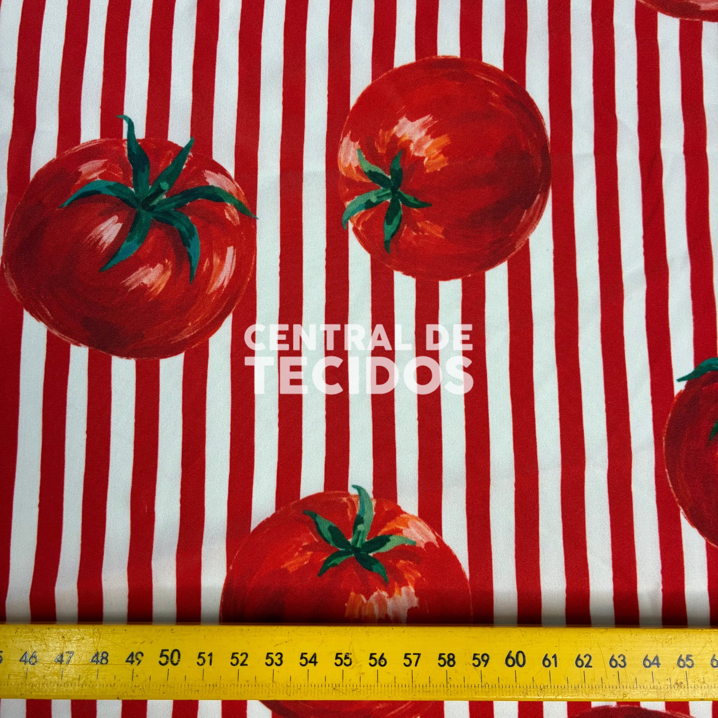 Crepe Sedinha Tomate Listras Vermelhas