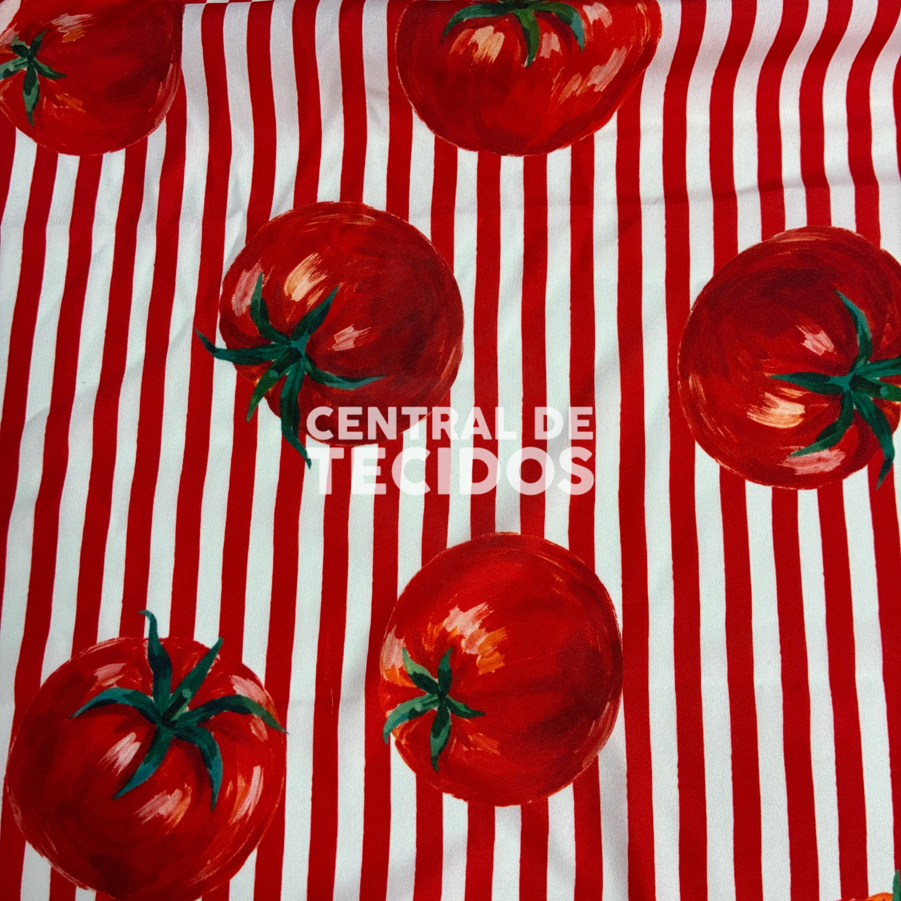 Crepe Sedinha Tomate Listras Vermelhas