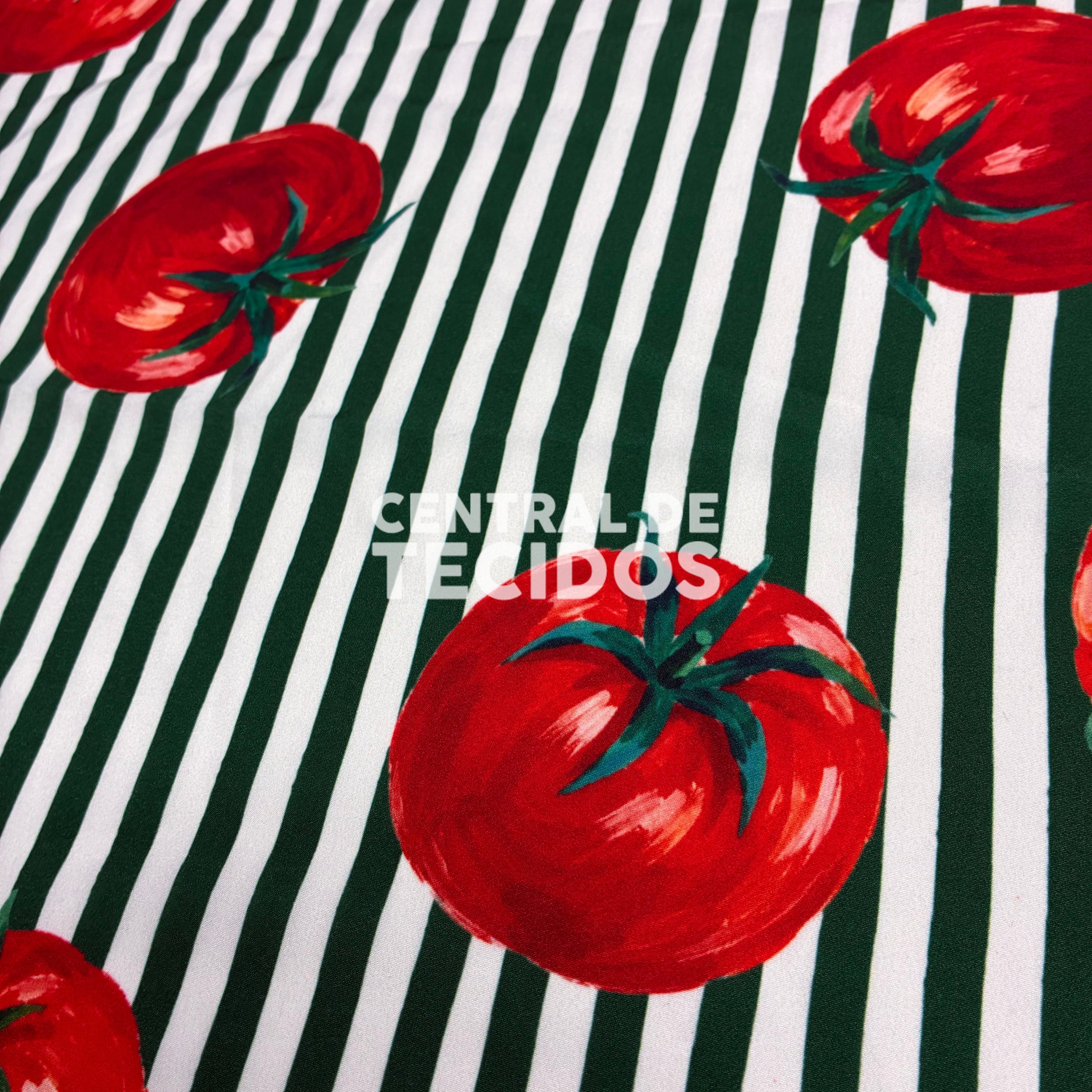 Crepe Sedinha Tomate Listras Verdes