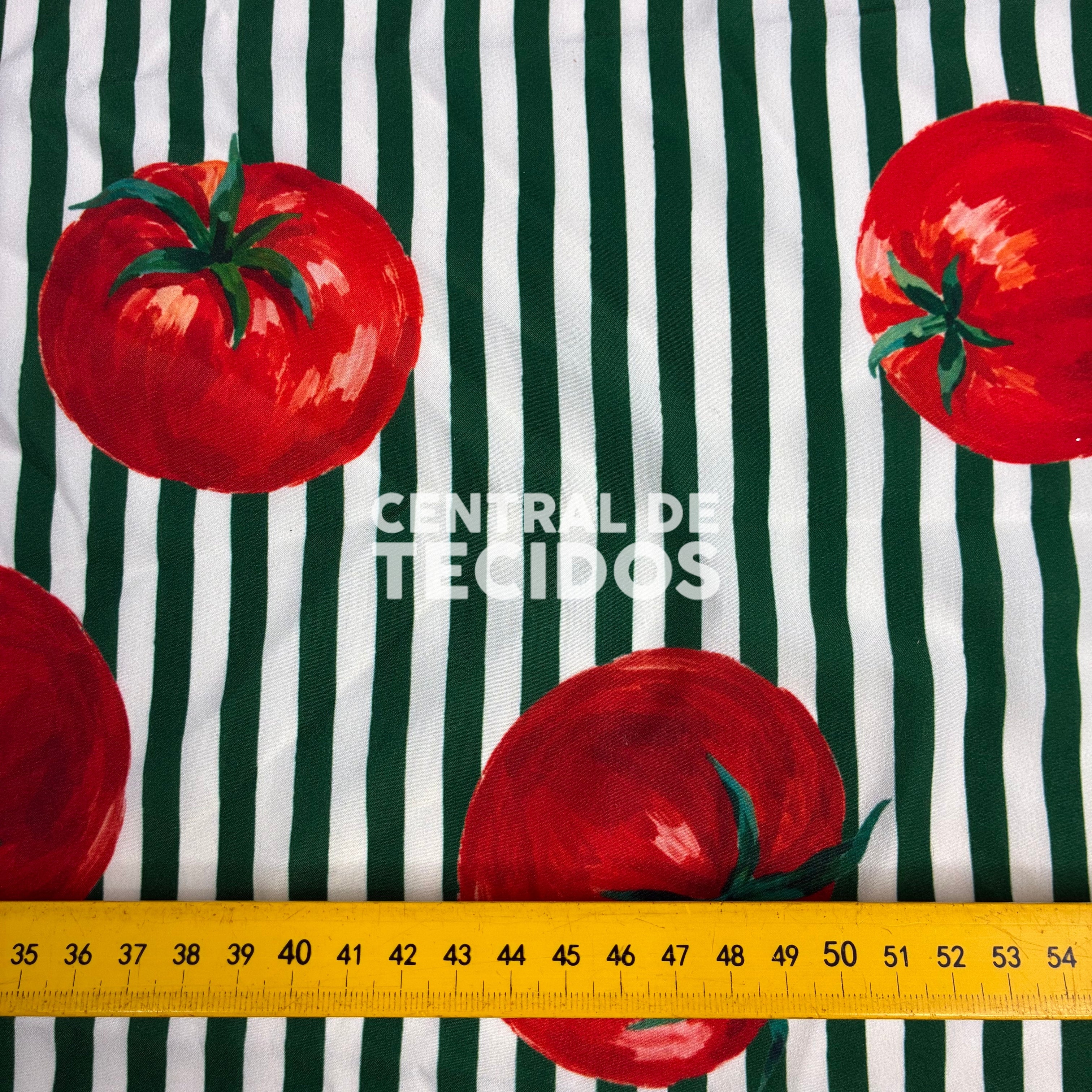 Crepe Sedinha Tomate Listras Verdes