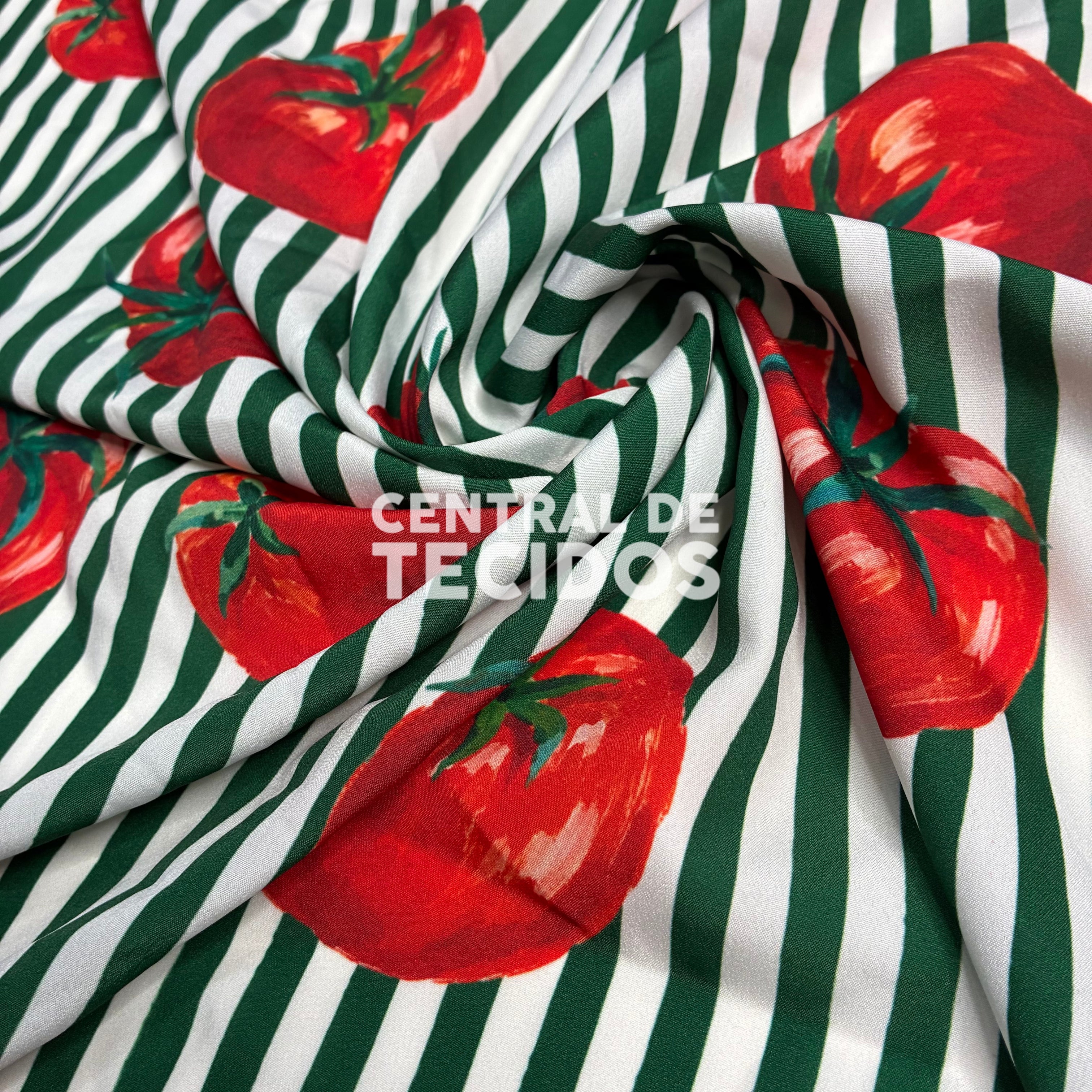 Crepe Sedinha Tomate Listras Verdes