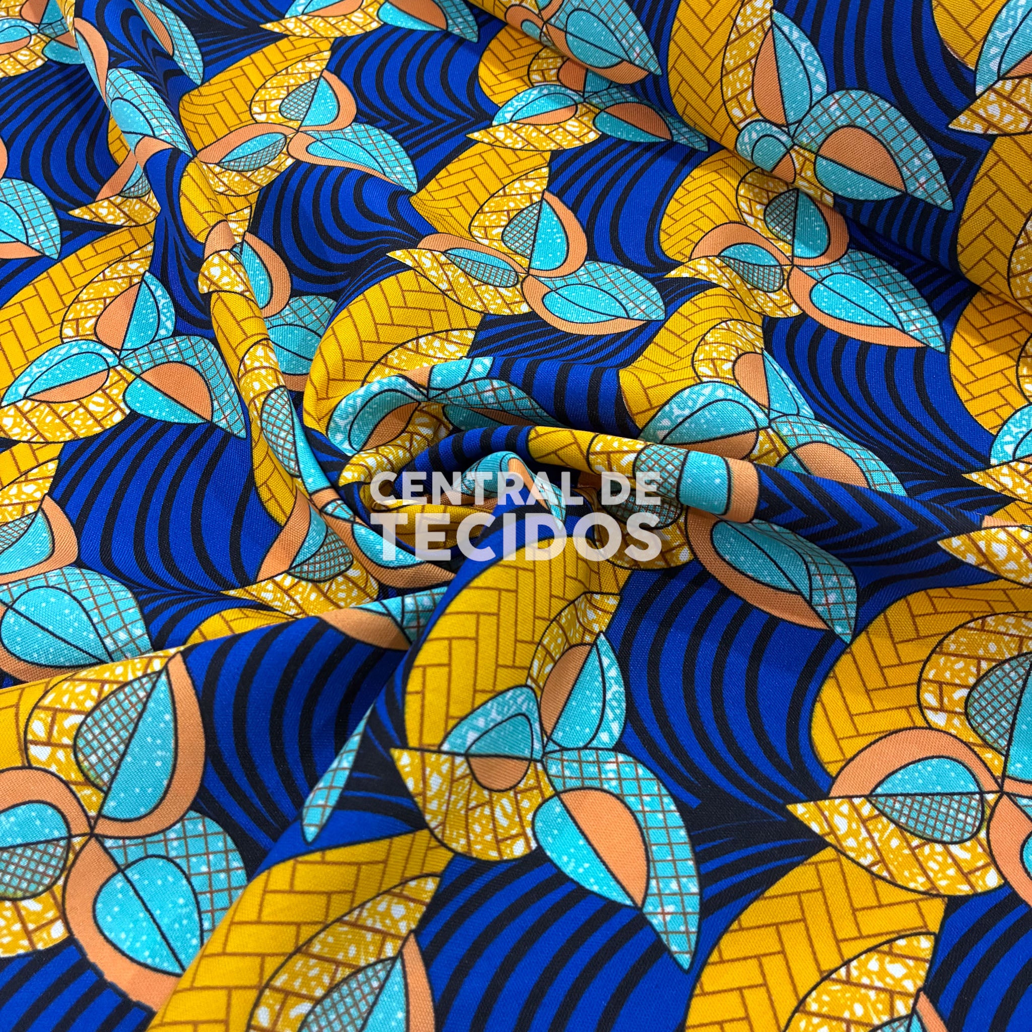 Oxford Étnico Movimento Orgânico Azul Royal e Amarelo Ouro