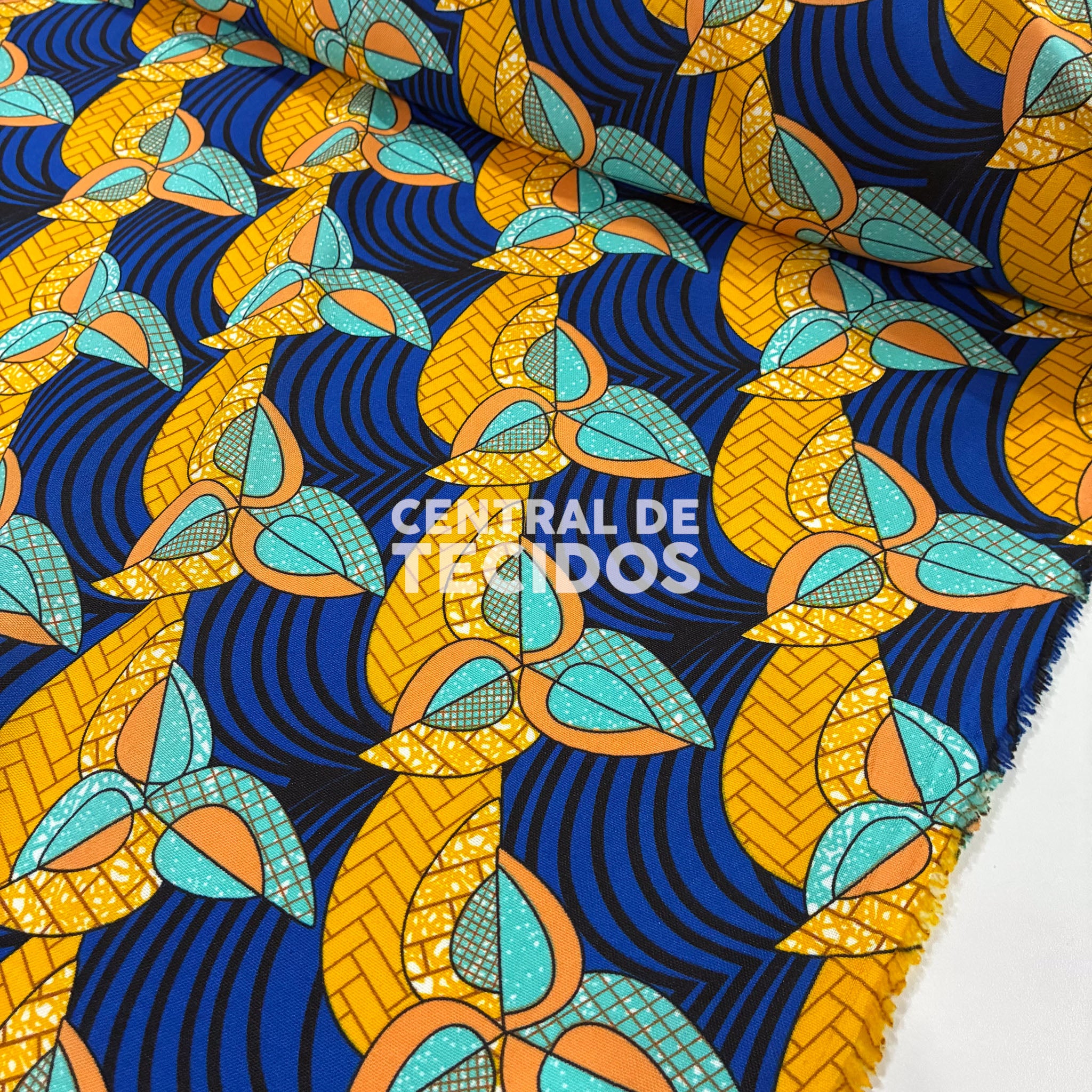 Oxford Étnico Movimento Orgânico Azul Royal e Amarelo Ouro