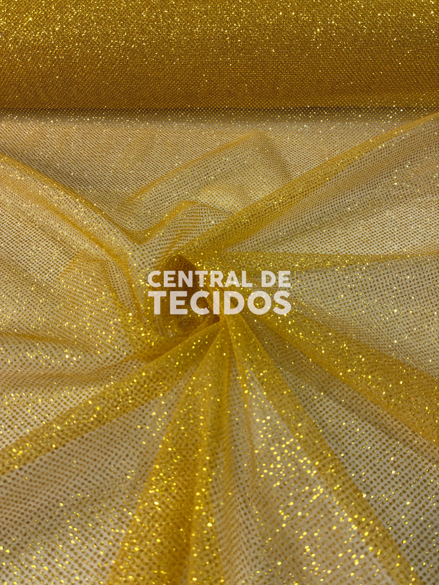 Tule Glitter Firework Amarelo Ouro