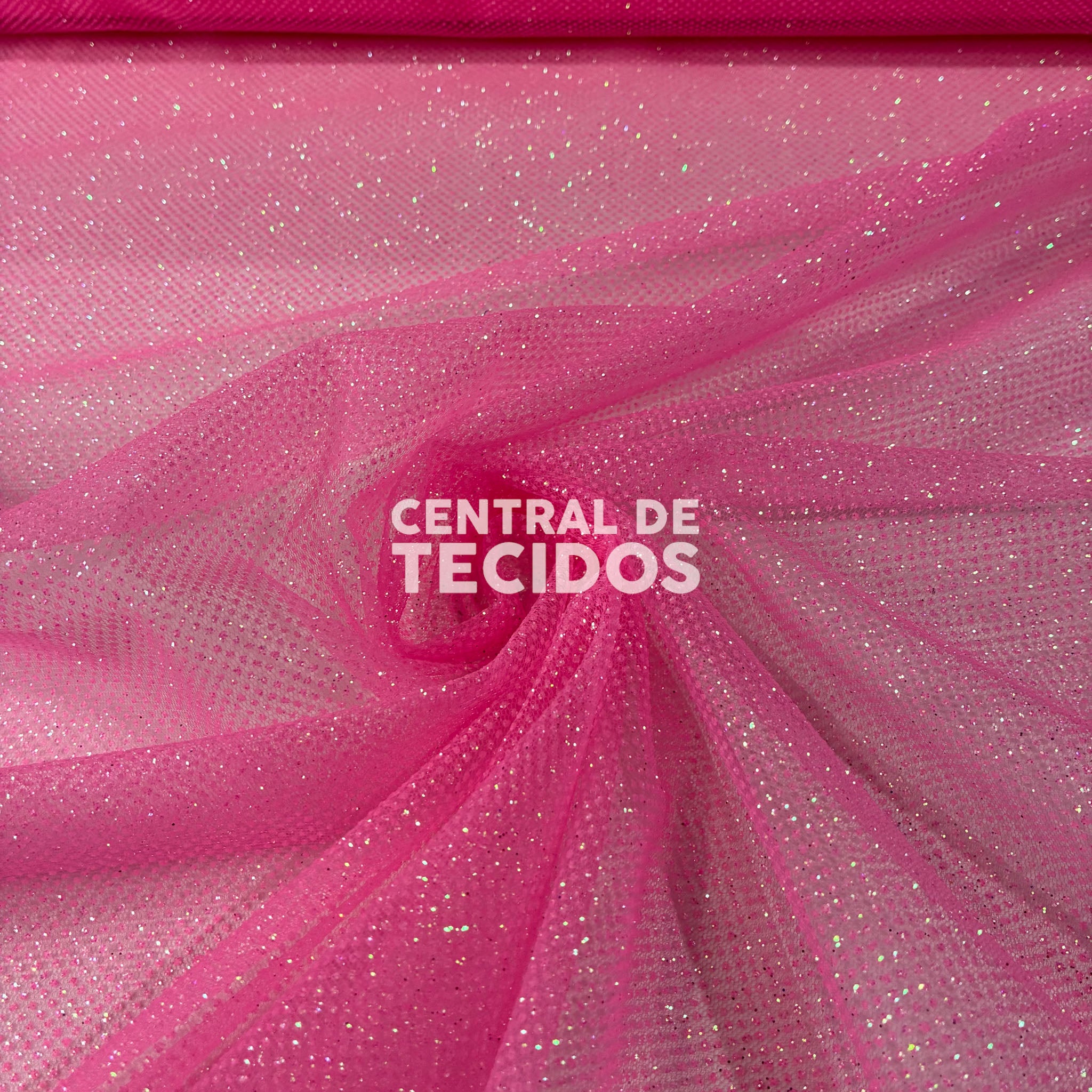 Tule Glittr Firework Rosa Chiclé