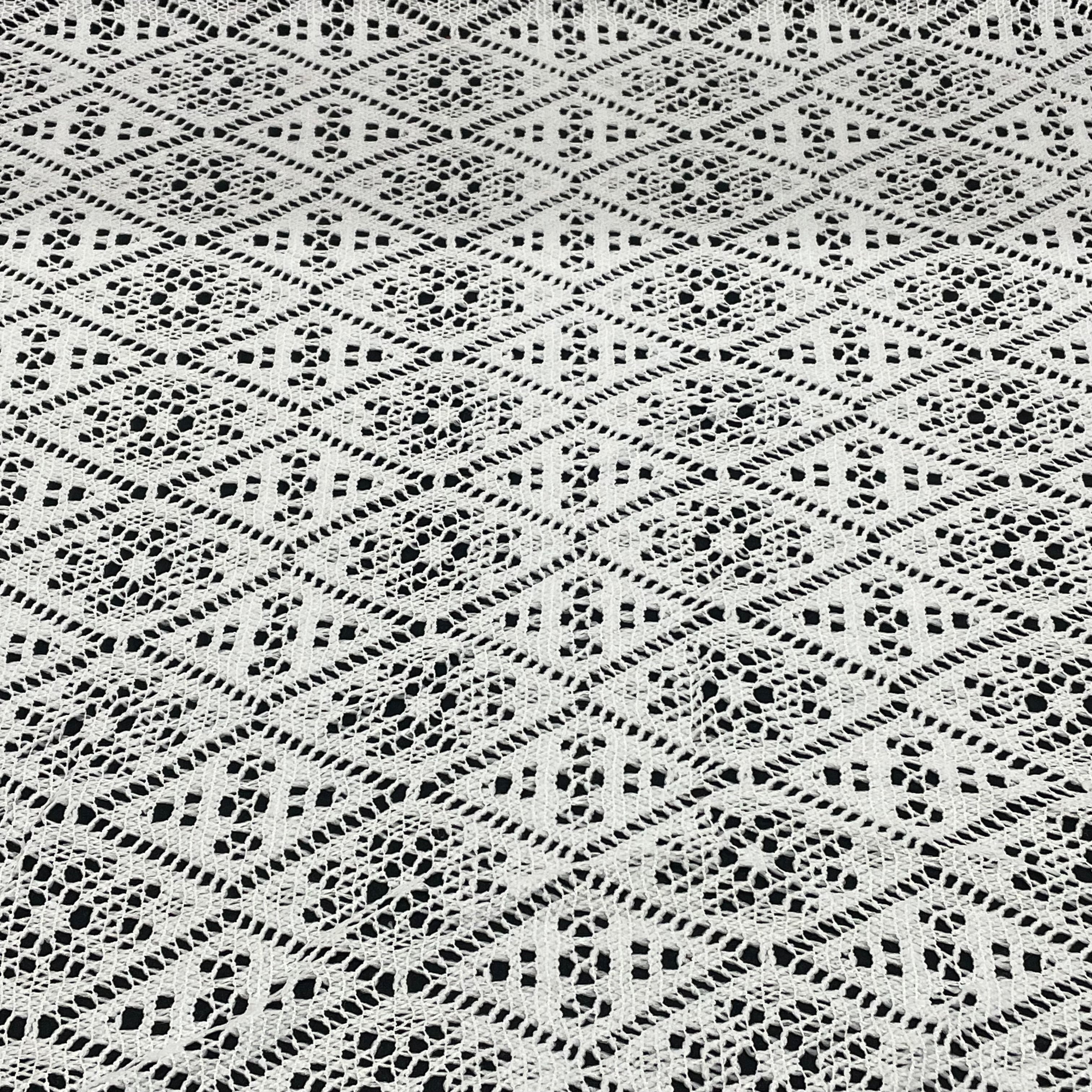 Renda Crochet Losangos Branca